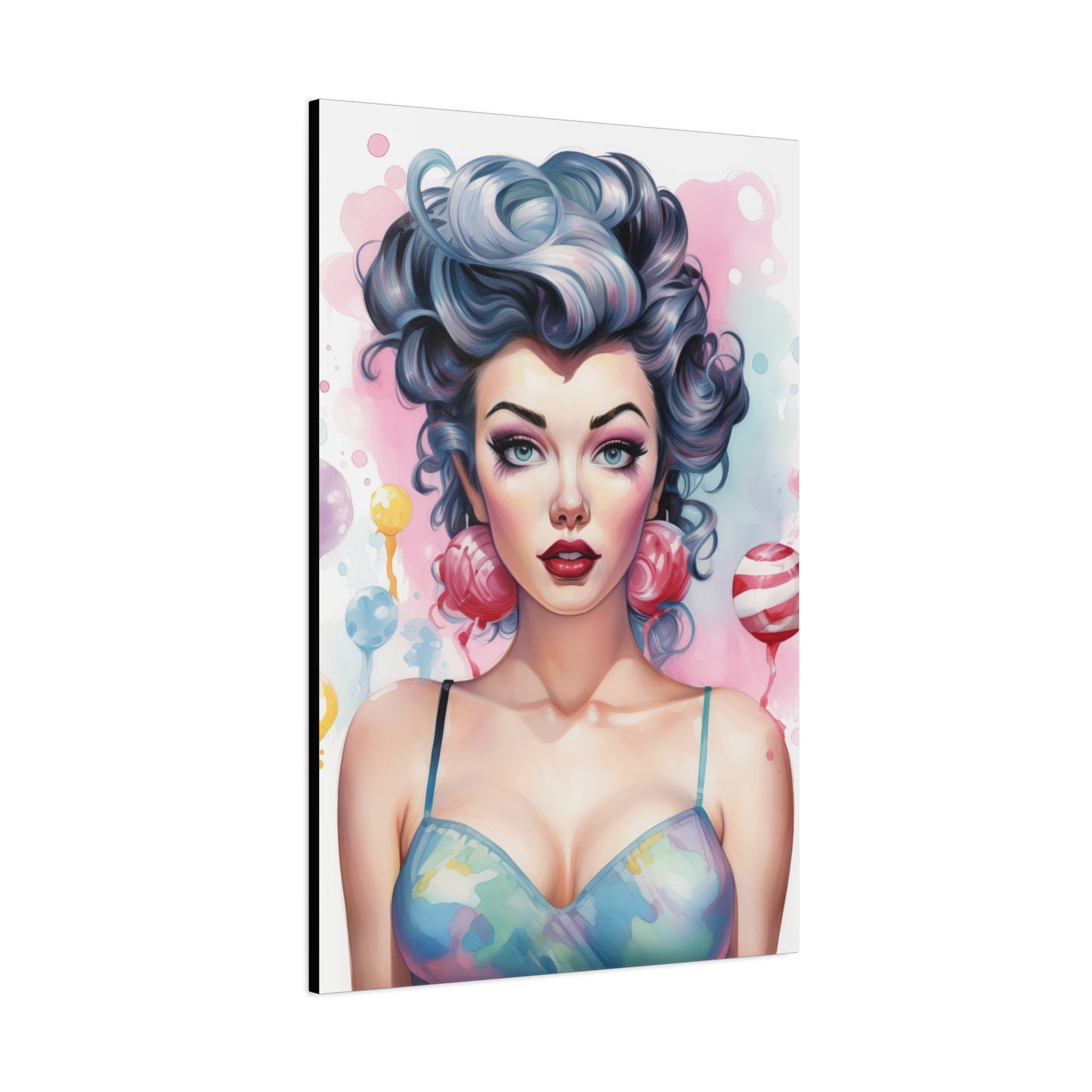 Canvas Gallery Wrapped High-Fashion Wall Art, Stylish Decor, Retro Femme Doll Pop Art – Poppy