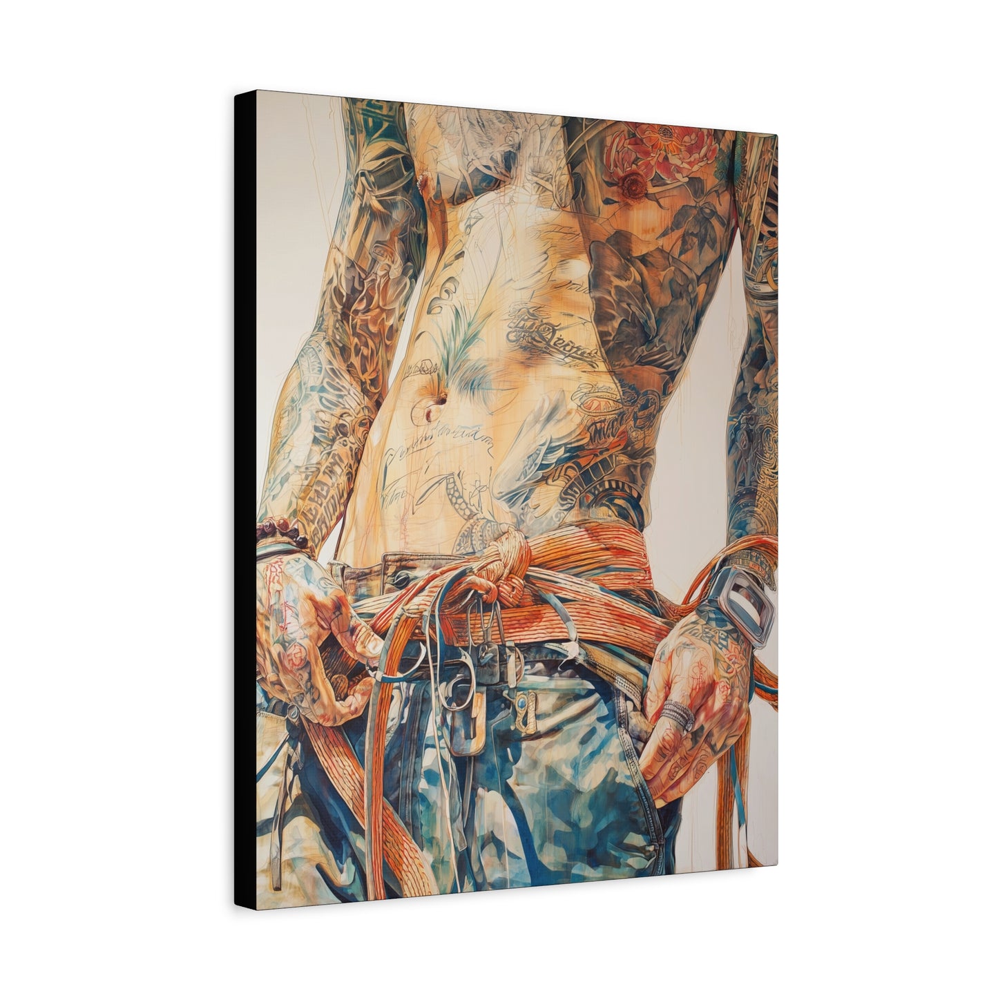 Gallery Wrapped Canvas, Ropes and Reverence Art Canvas, Erotic Shibari Art Canvas – Leif