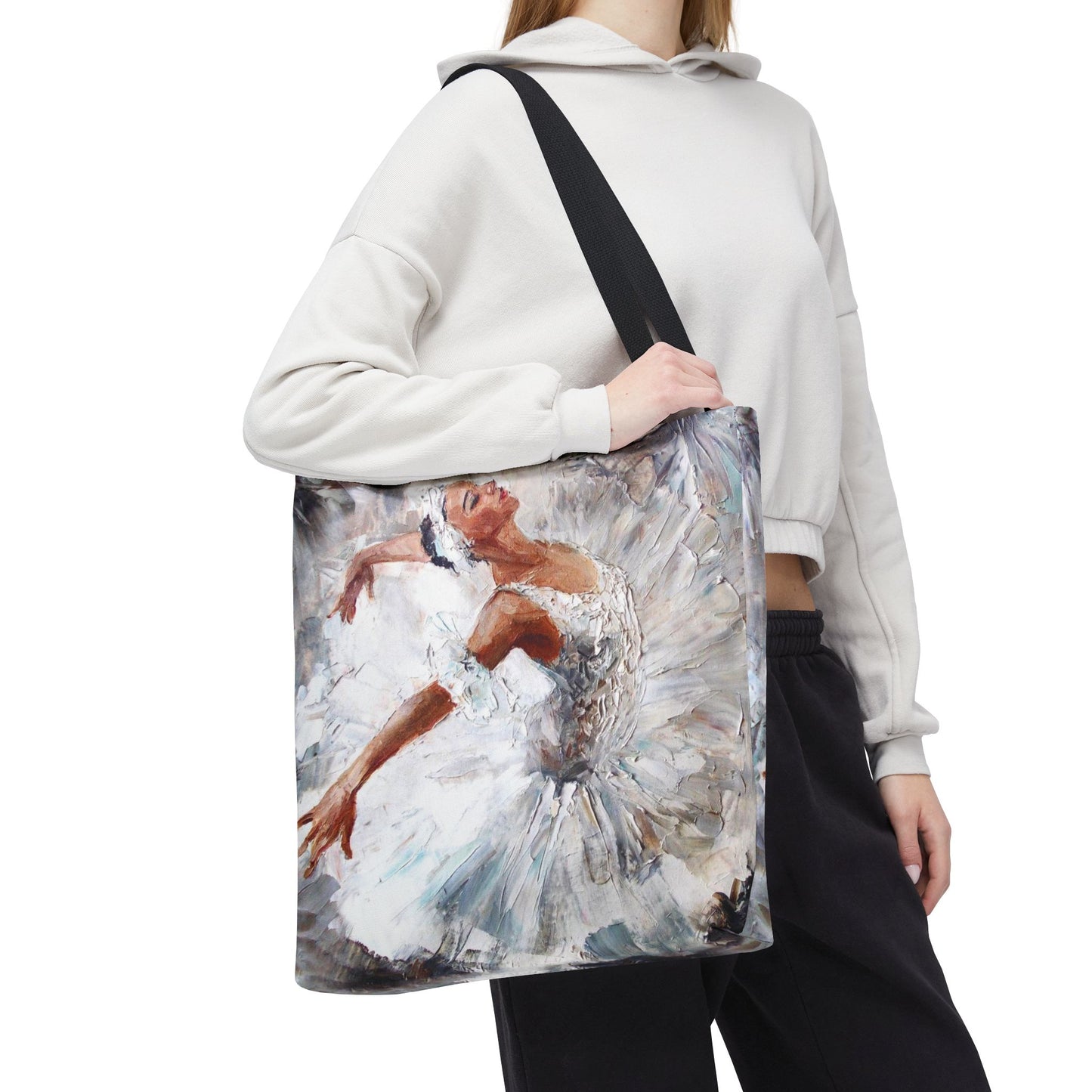 Ballerina Square Tote Bag, Basic Tote - White Swan Ballet Bag