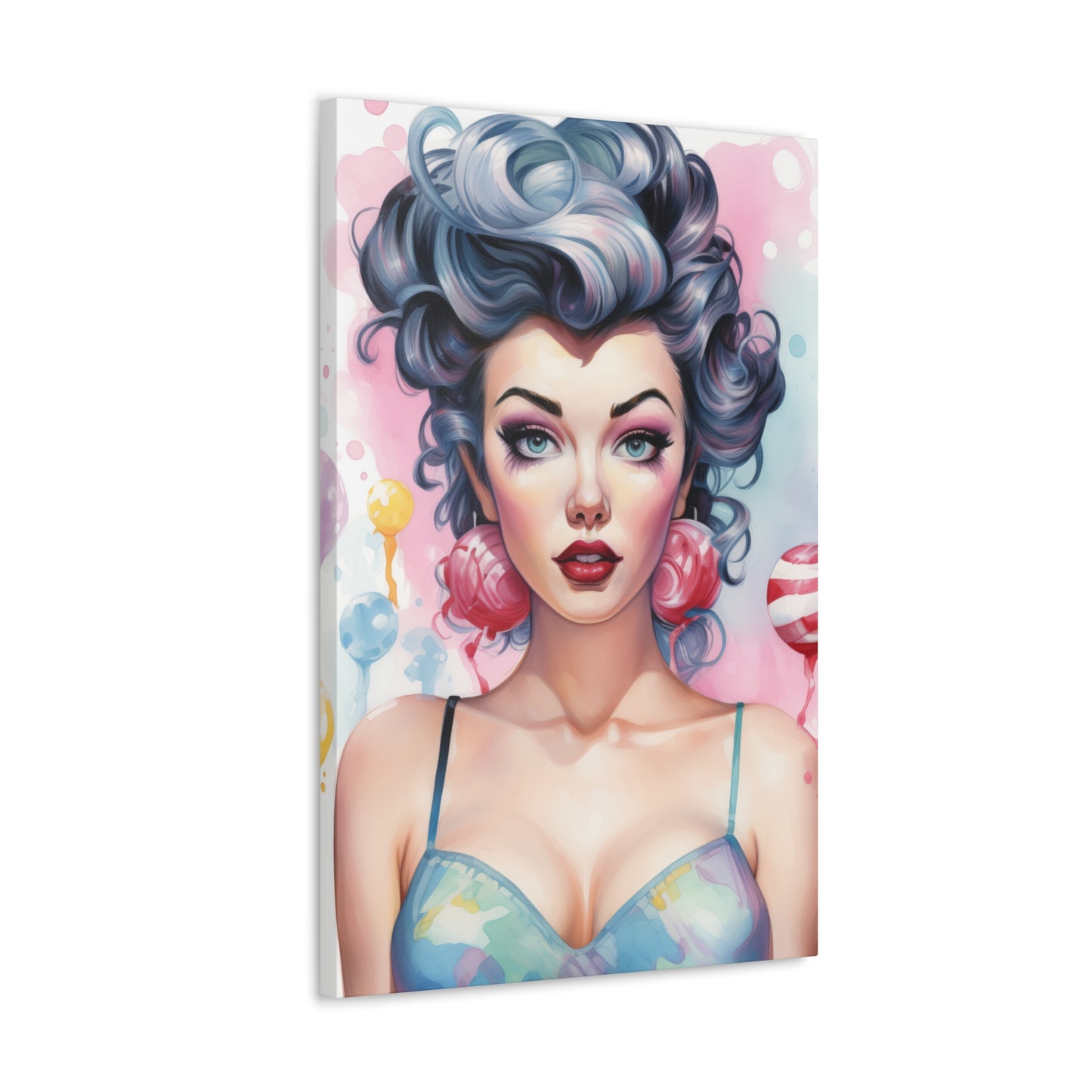 Canvas Gallery Wrapped High-Fashion Wall Art, Stylish Decor, Retro Femme Doll Pop Art – Poppy