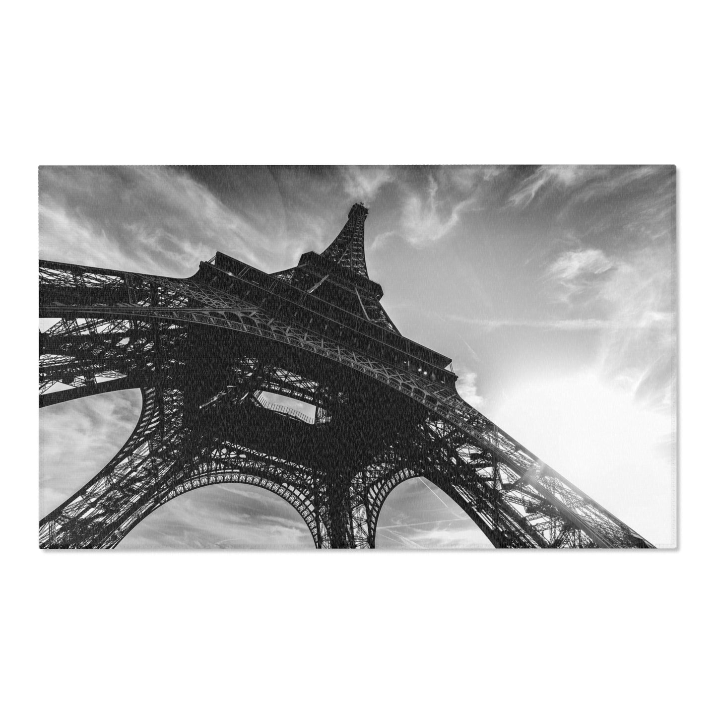 Eiffel Tower Area Rug - Black and White Paris Floor Mat - Custom Area Rug