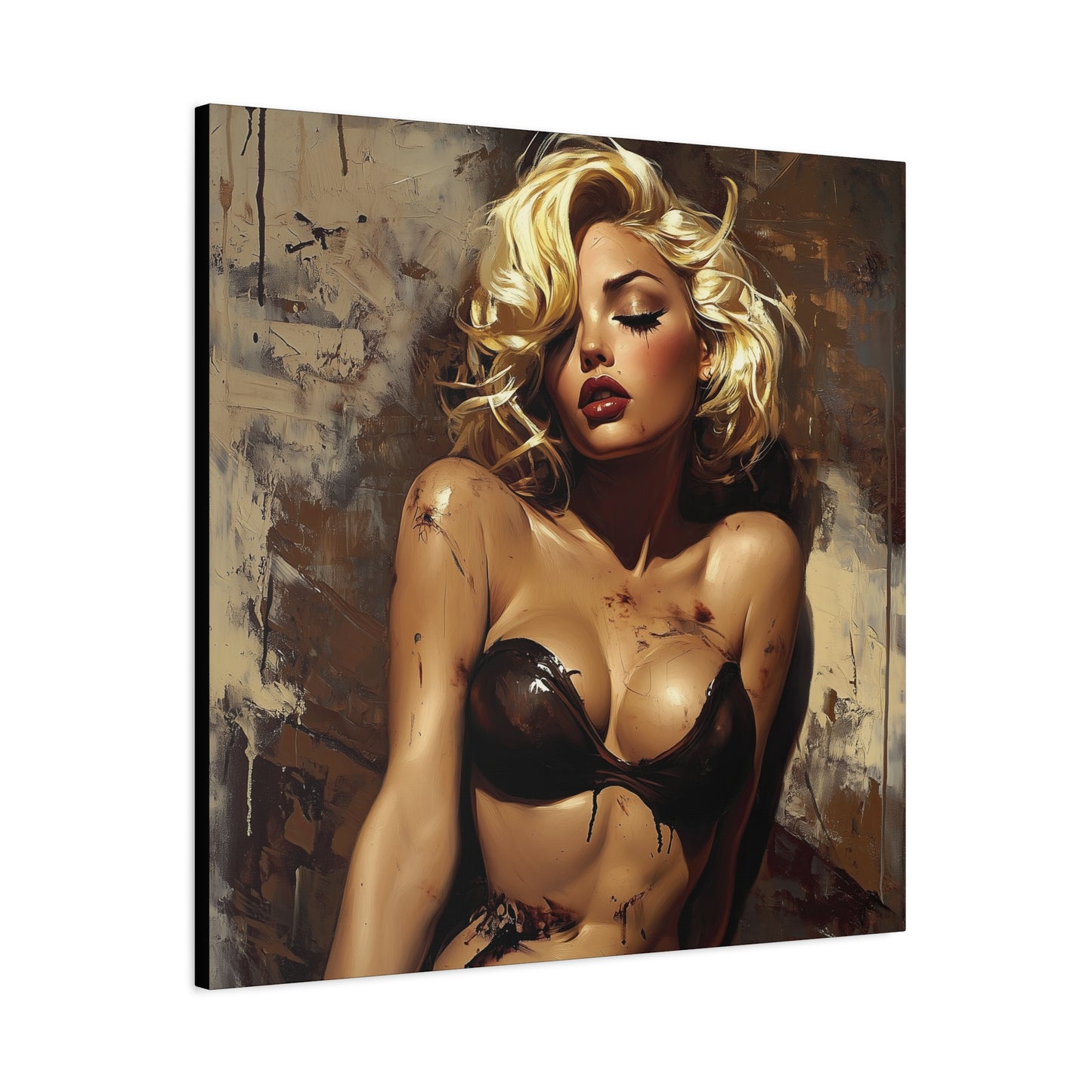 Gallery Wrapped Canvas, Guilt and Grit Adult Art Canvas, Erotic Pinup Art Canvas – Mira