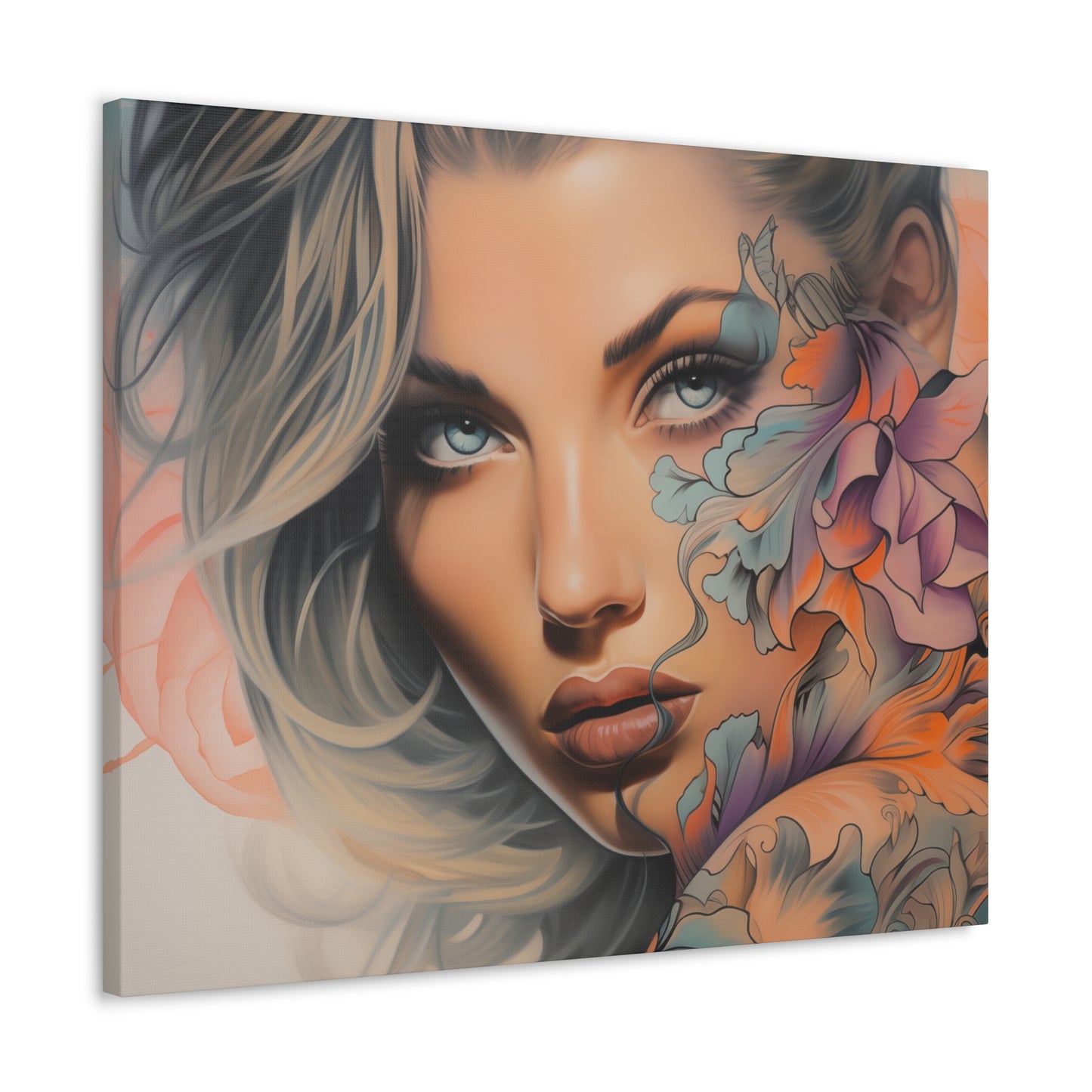 Gallery Wrapped Canvas, Edgy Tattooed Beauty, Urban Pop Art Canvas – Bella
