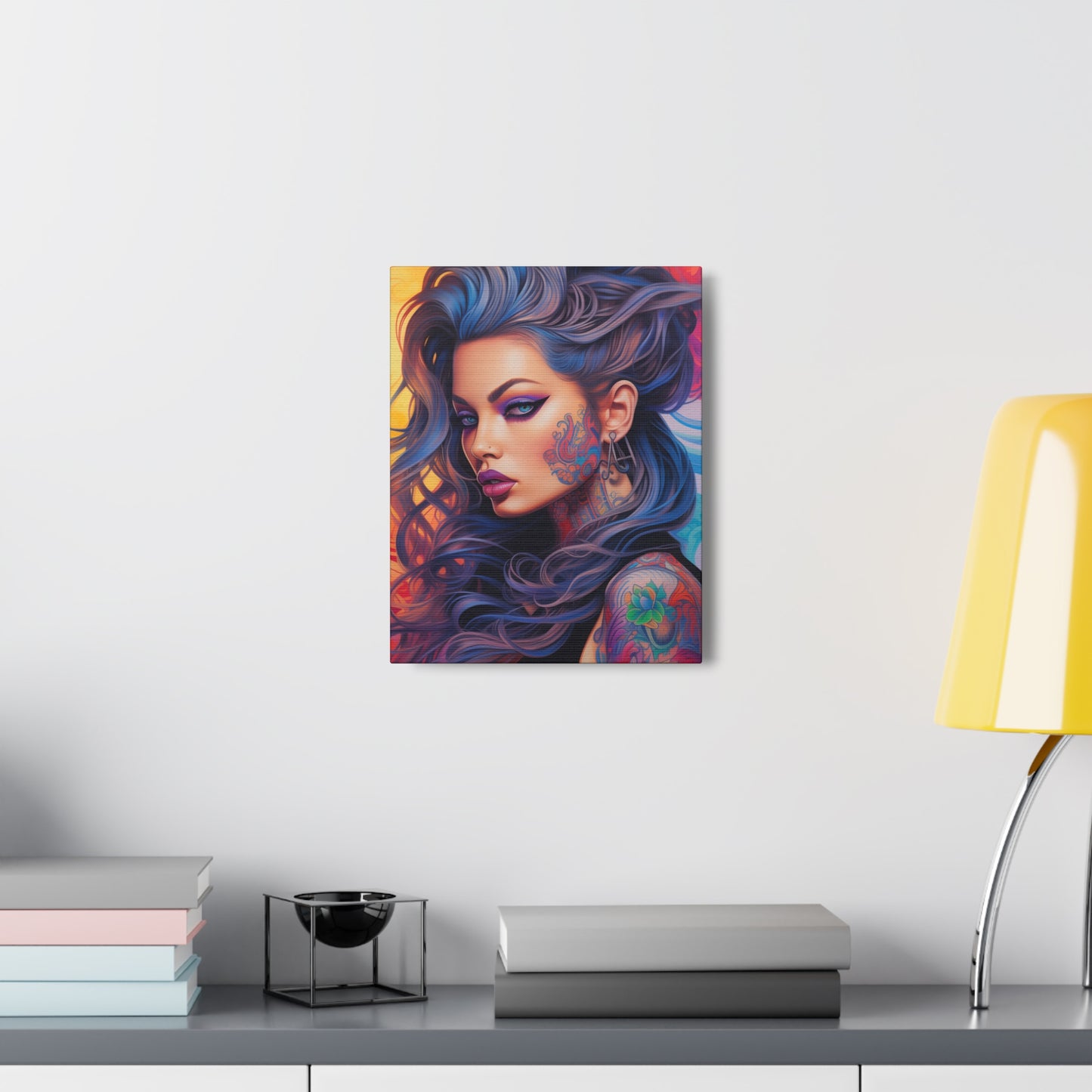 Gallery Wrapped Canvas, Edgy Tattooed Beauty, Urban Pop Art Canvas – Faye