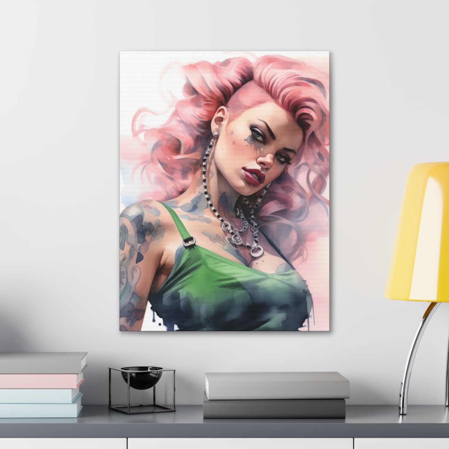 Gallery Wrapped Canvas, Edgy Tattooed Beauty, Urban Pop Art Canvas – Colette