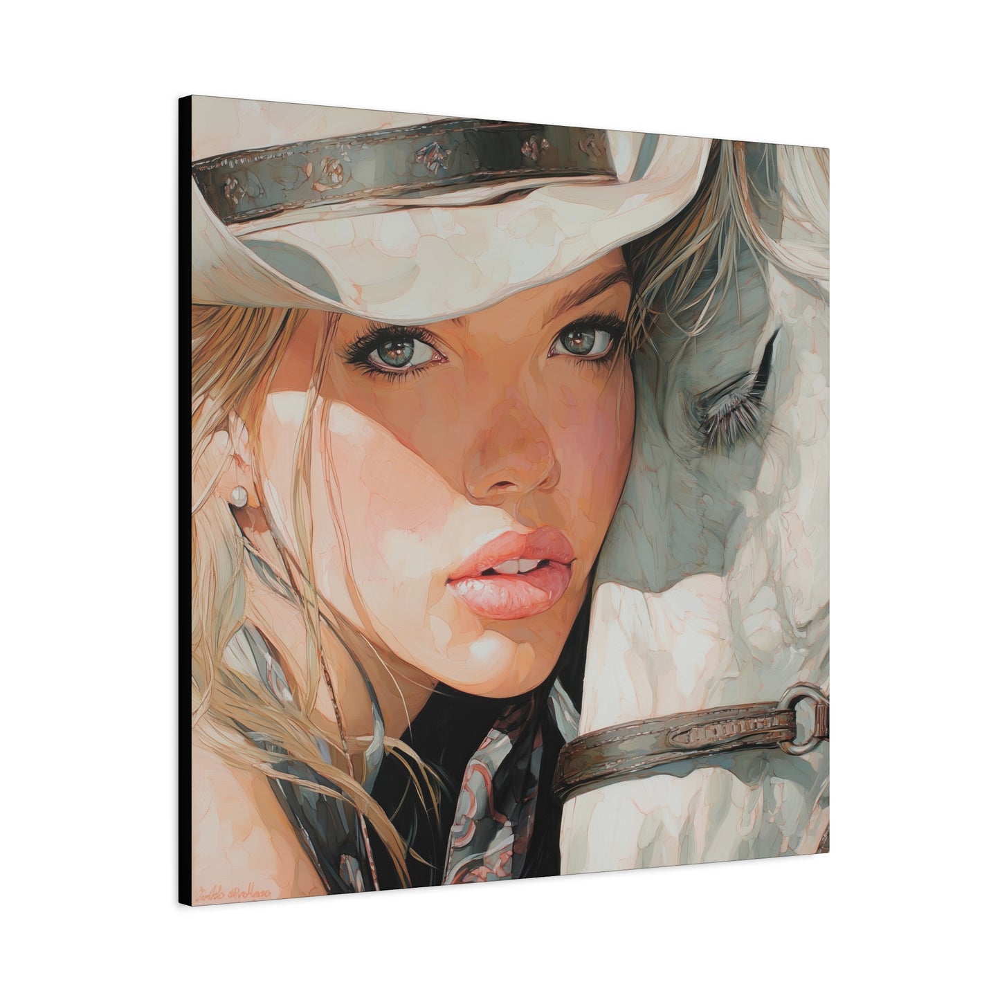 Gallery Wrapped Canvas, Wranglers and Wreckage Art Canvas, Erotic Pinup Art Canvas – Jolene