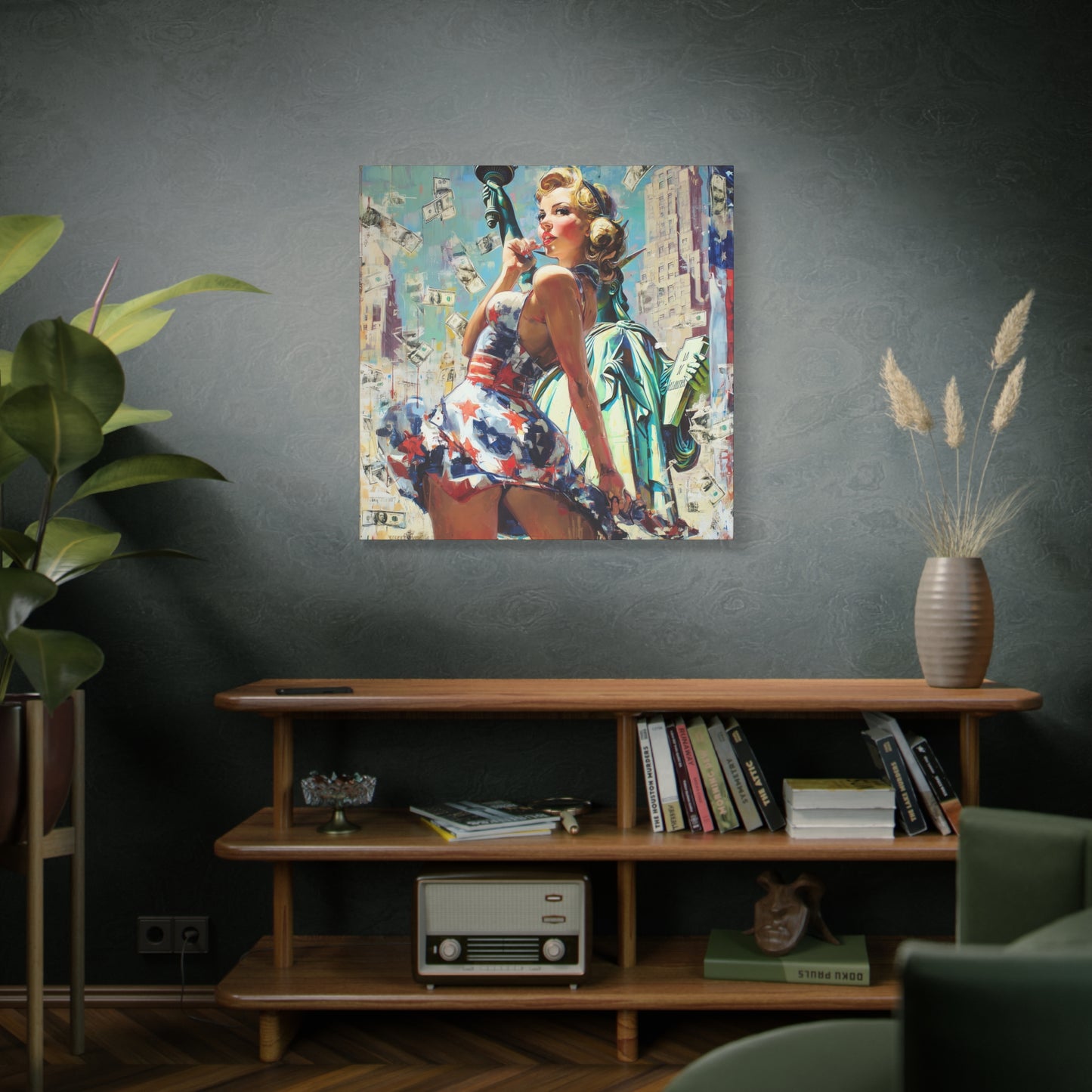 Gallery Wrapped Canvas, American Nonsense Art Canvas, Political Pinup Art Canvas – Bonnie