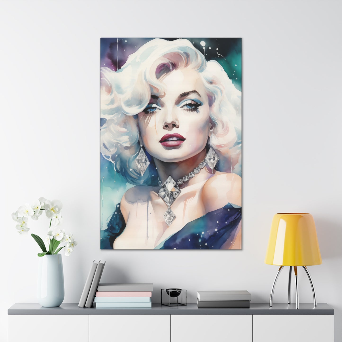 Canvas Wall Art, Gallery Wrapped Pop Art, Celebrity Wall Art – Marilyn Monroe - Diamonds