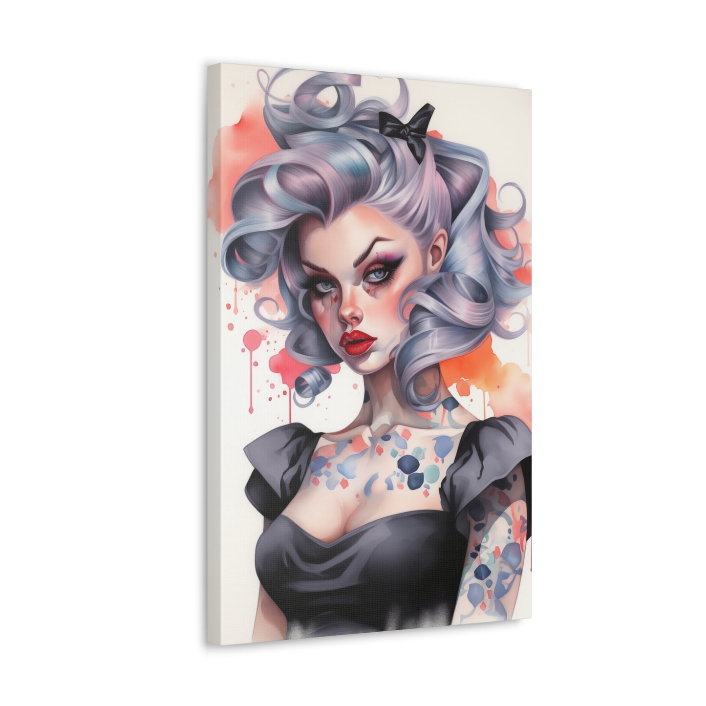 Gallery Wrapped Canvas, Edgy Tattooed Beauty, Urban Pop Art Canvas – Noelle