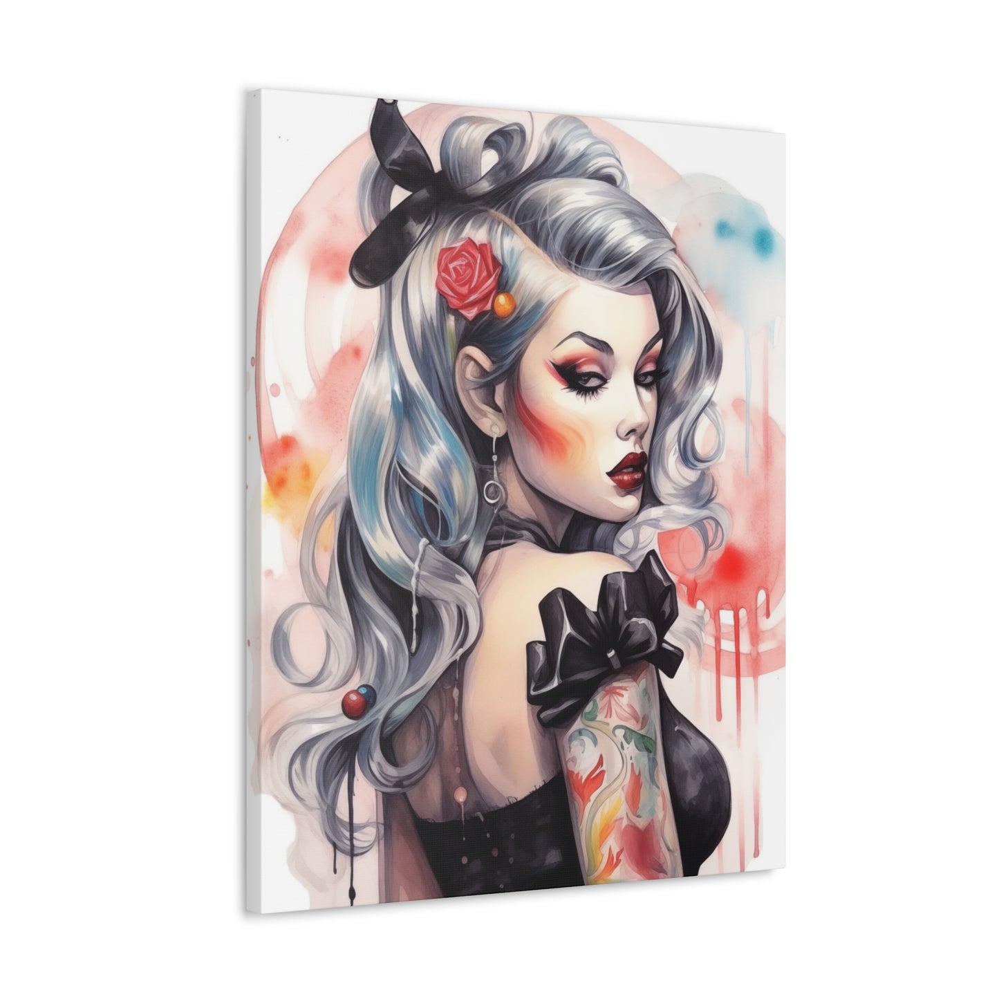 Gallery Wrapped Canvas, Edgy Tattooed Beauty, Urban Pop Art Canvas – Sabella