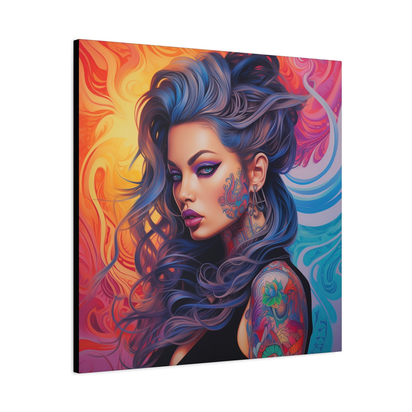 Gallery Wrapped Canvas, Edgy Tattooed Beauty, Urban Pop Art Canvas – Faye