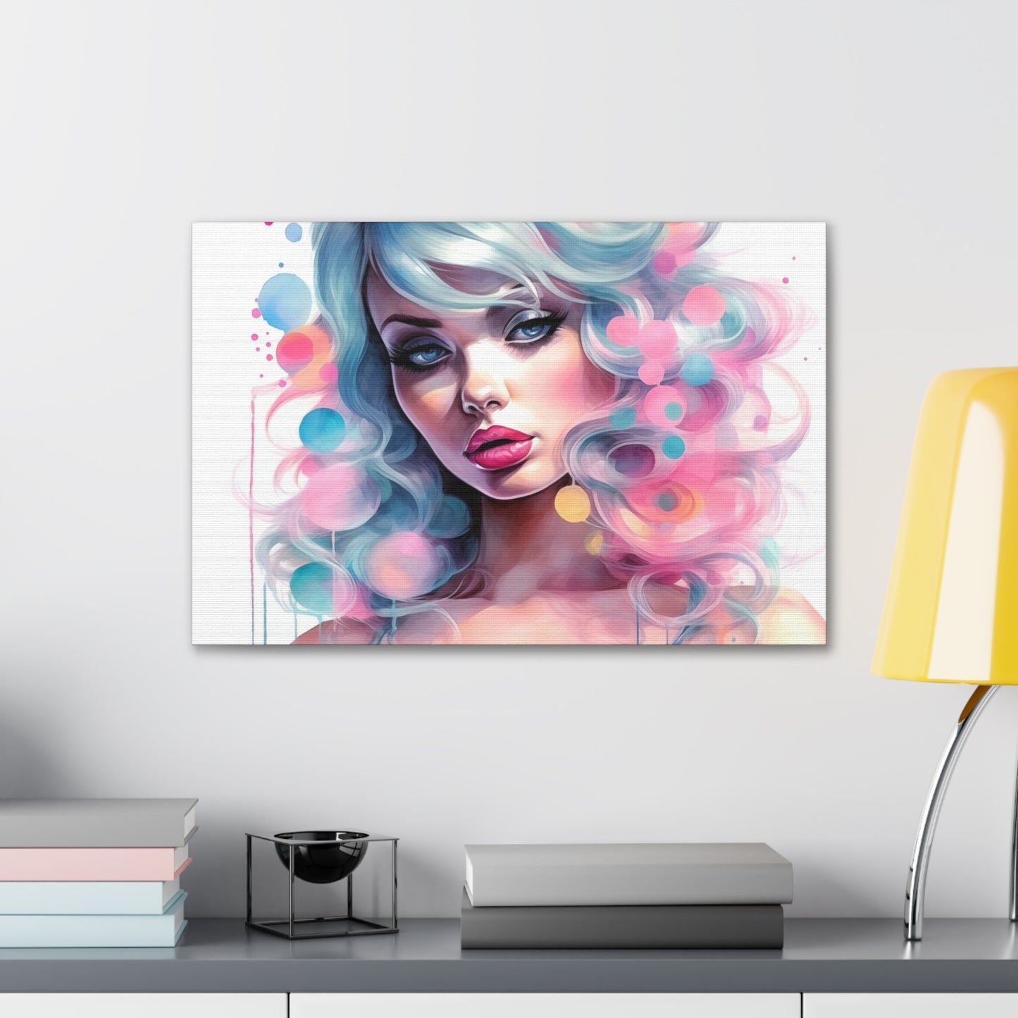 Canvas Gallery Wrapped High-Fashion Wall Art, Stylish Decor, Retro Femme Doll Pop Art – Sylvie
