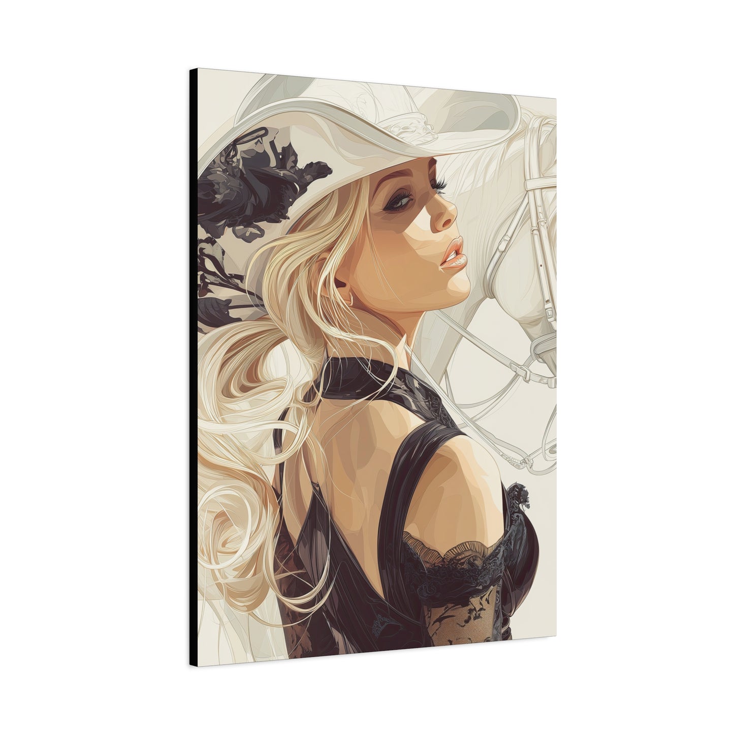 Gallery Wrapped Canvas, Wranglers and Wreckage Art Canvas, Erotic Pinup Art Canvas – Maisie