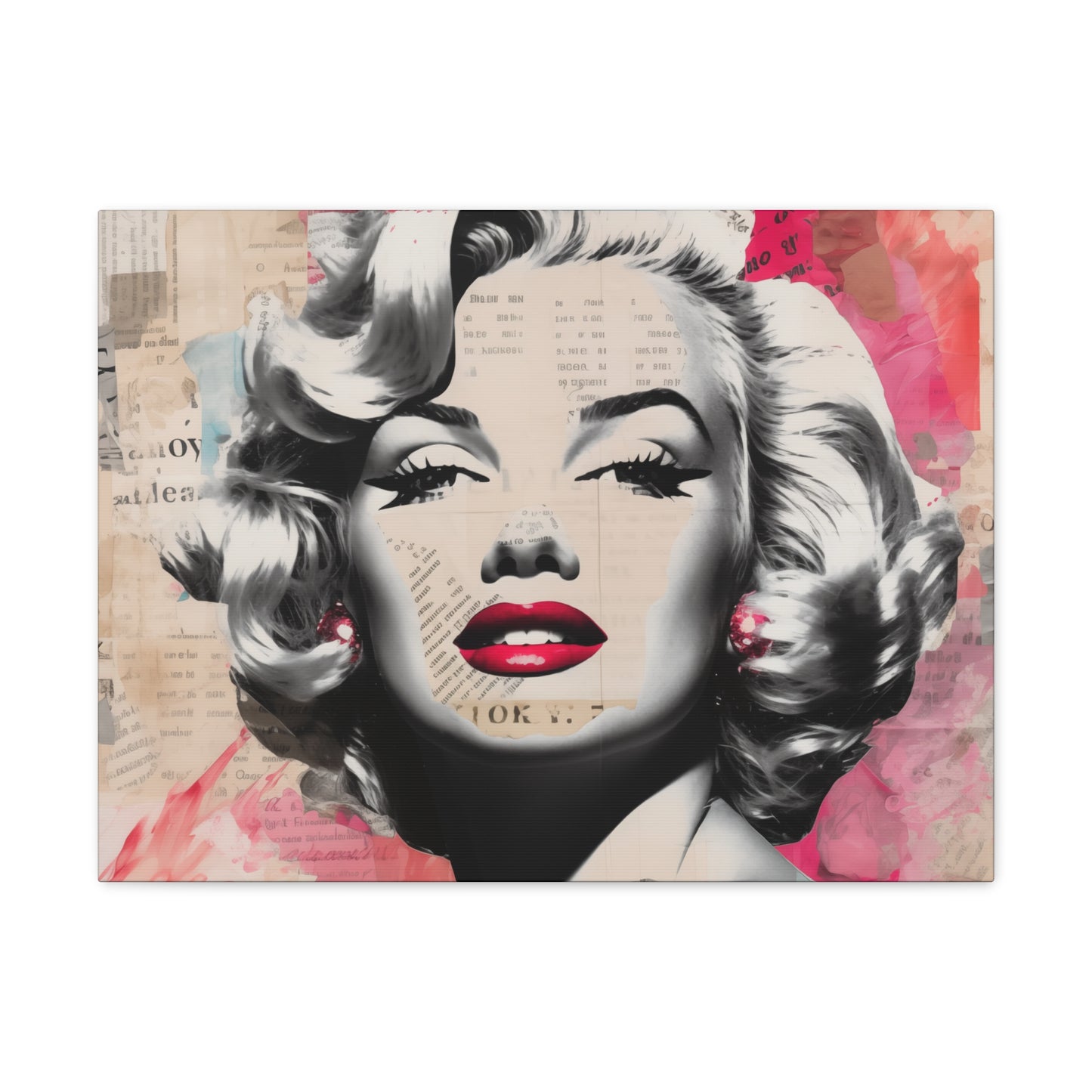 Canvas Wall Art, Gallery Wrapped Pop Art, Celebrity Wall Art – Marilyn Monroe - Newsprint