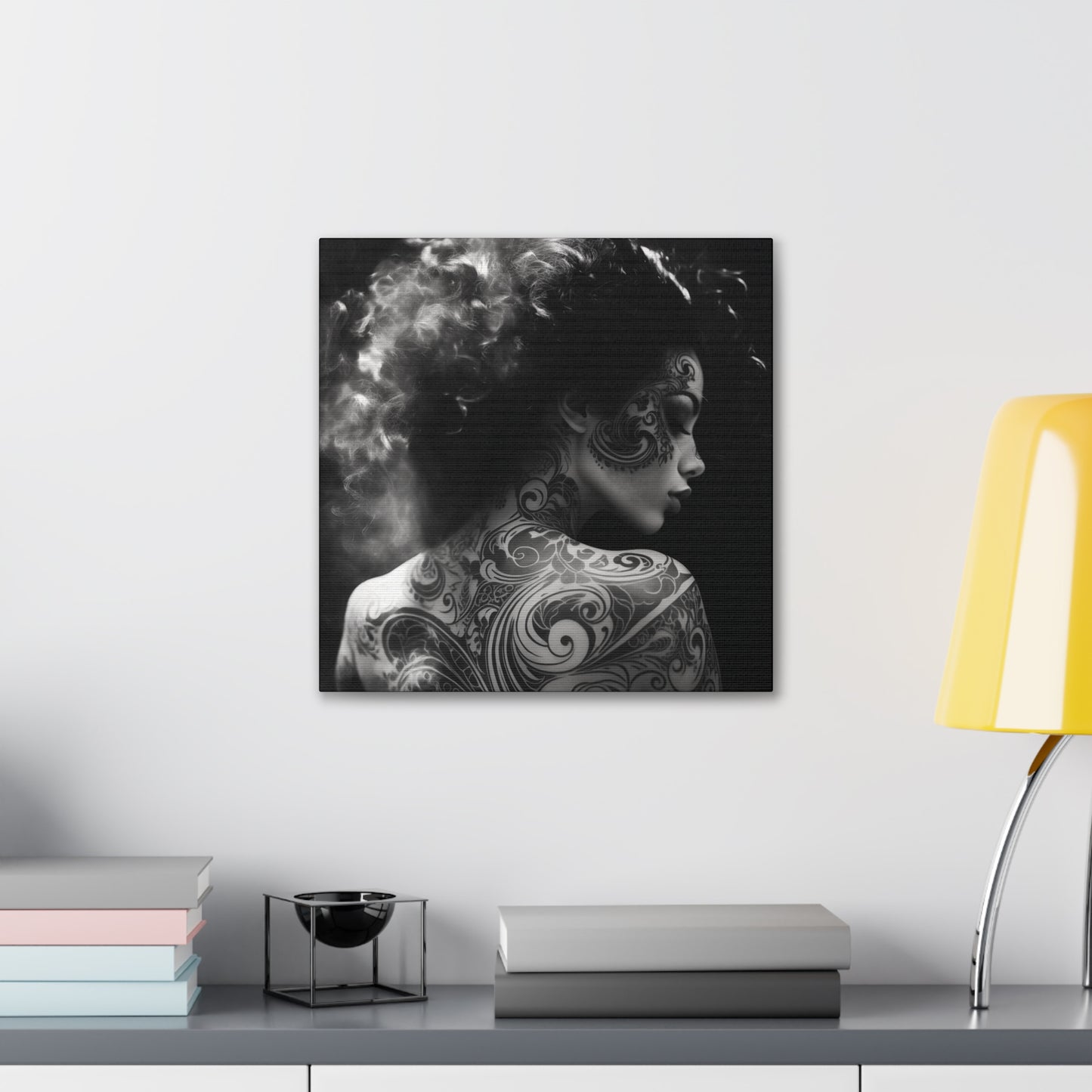 Canvas Gallery Wrap - Black and White Photography - Tattooed and Smoking Again