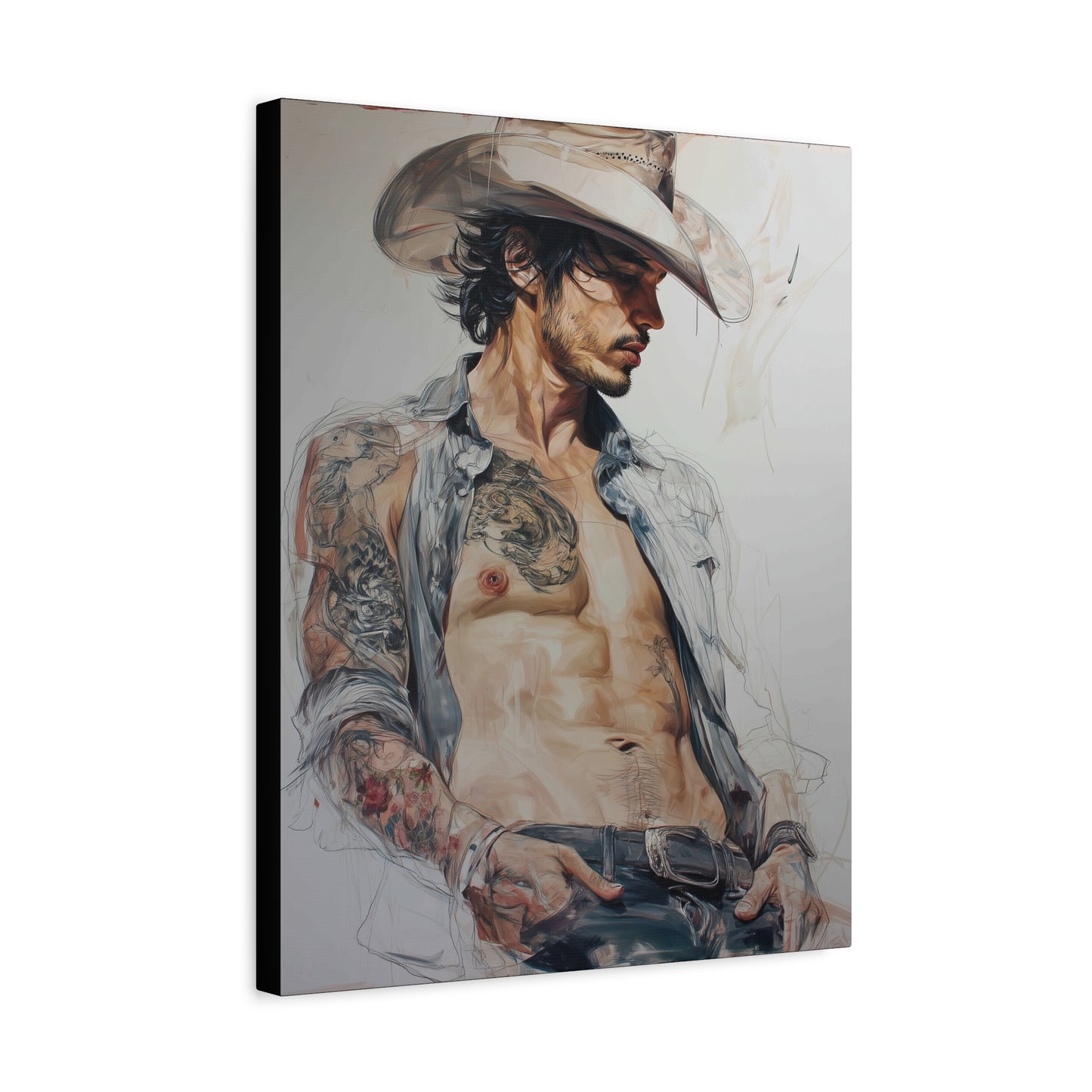 Gallery Wrapped Canvas, Wranglers and Wreckage Art Canvas, Erotic Pinup Art Canvas – Sawyer