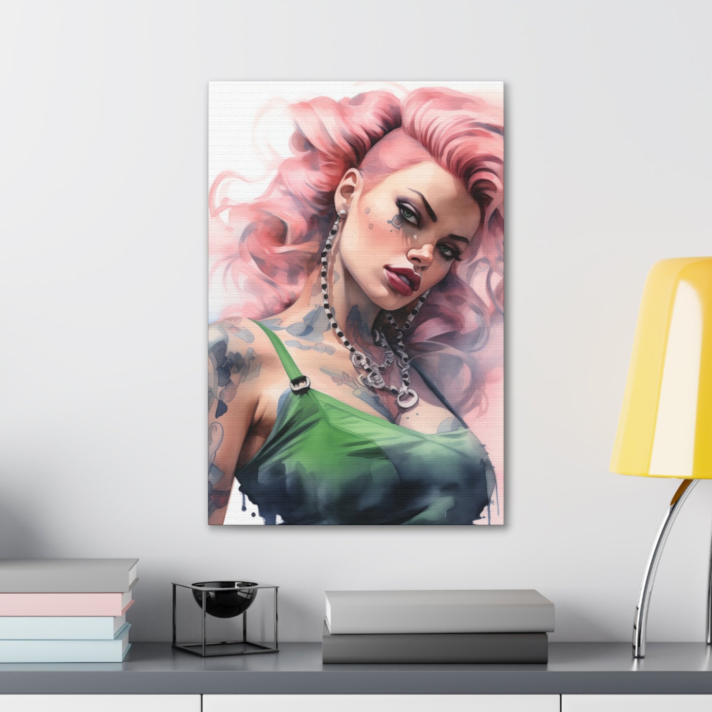 Gallery Wrapped Canvas, Edgy Tattooed Beauty, Urban Pop Art Canvas – Colette