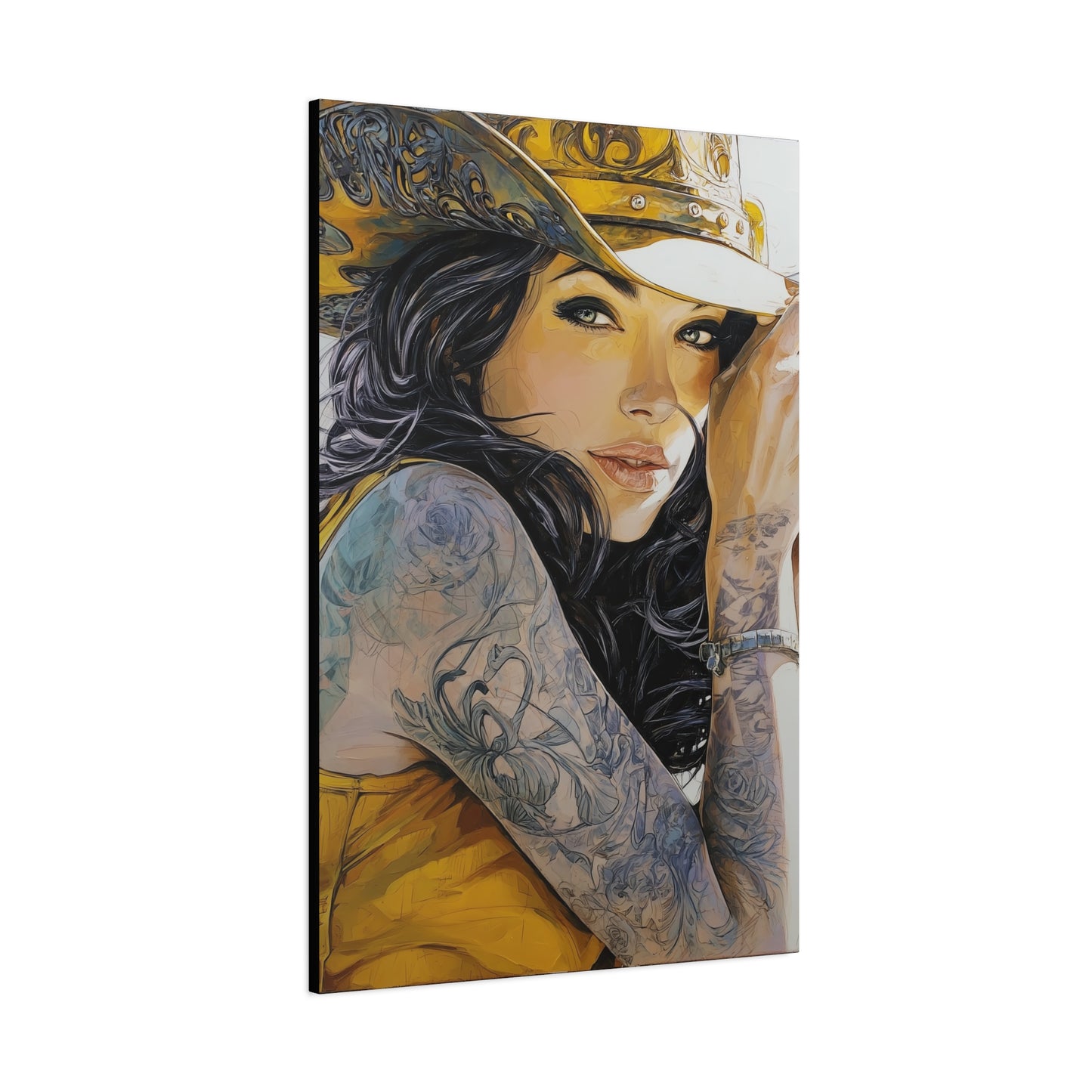Gallery Wrapped Canvas, Wranglers and Wreckage Art Canvas, Erotic Pinup Art Canvas – Delilah