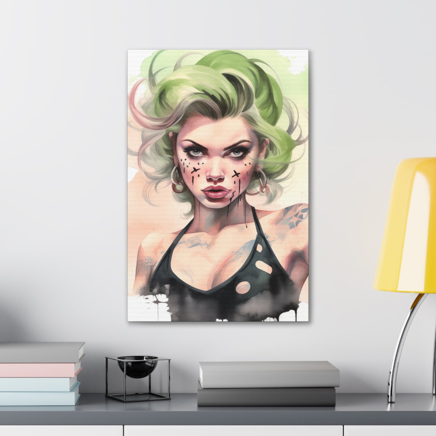 Gallery Wrapped Canvas, Edgy Tattooed Beauty, Urban Pop Art Canvas – Ivy