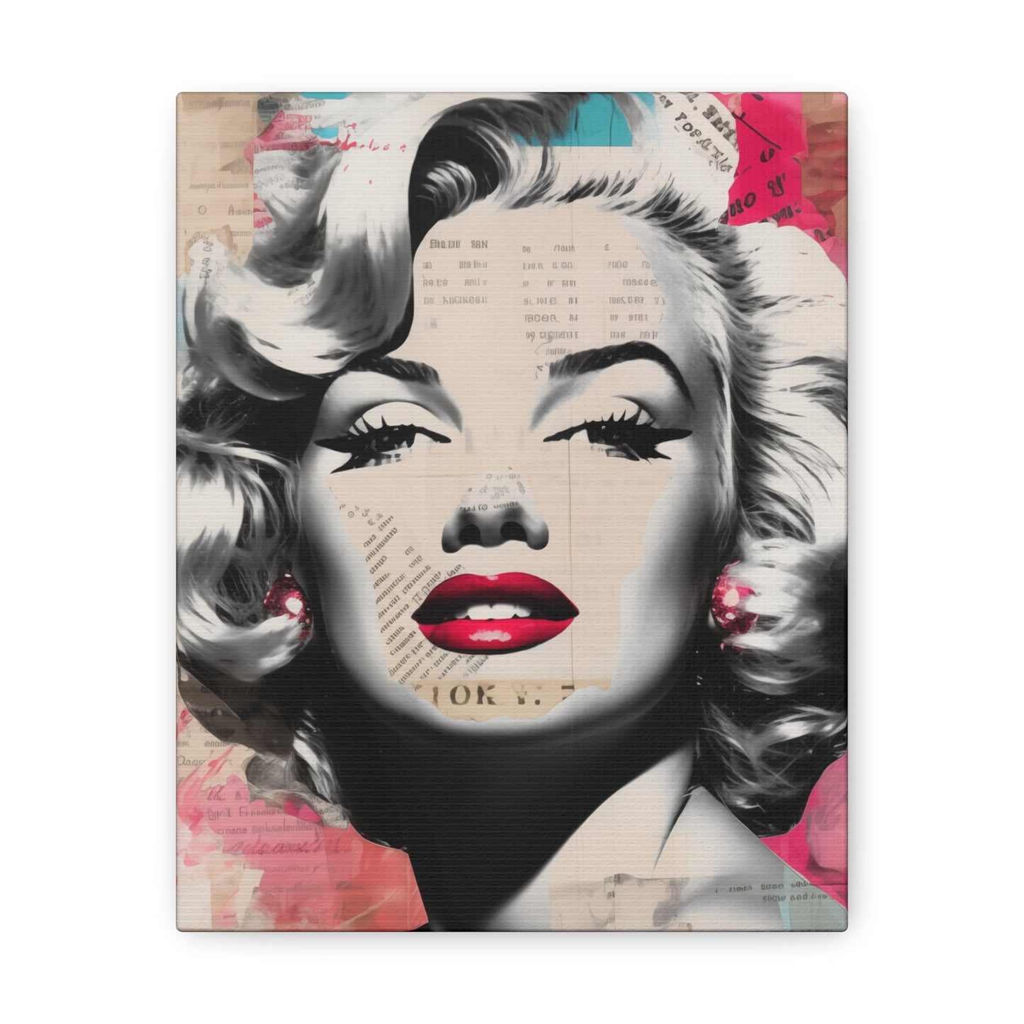 Canvas Wall Art, Gallery Wrapped Pop Art, Celebrity Wall Art – Marilyn Monroe - Newsprint