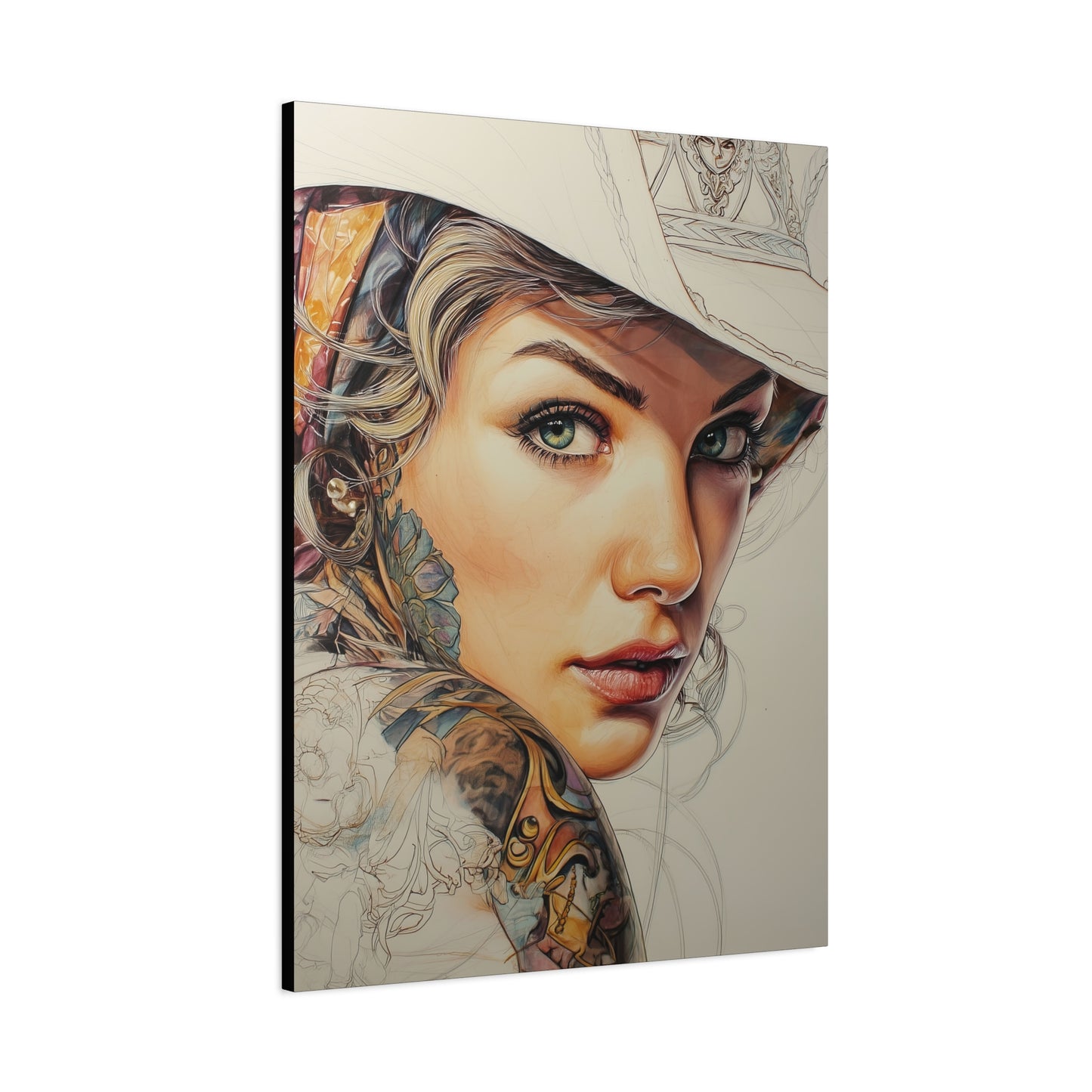 Gallery Wrapped Canvas, Wranglers and Wreckage Art Canvas, Erotic Pinup Art Canvas – Shiloh