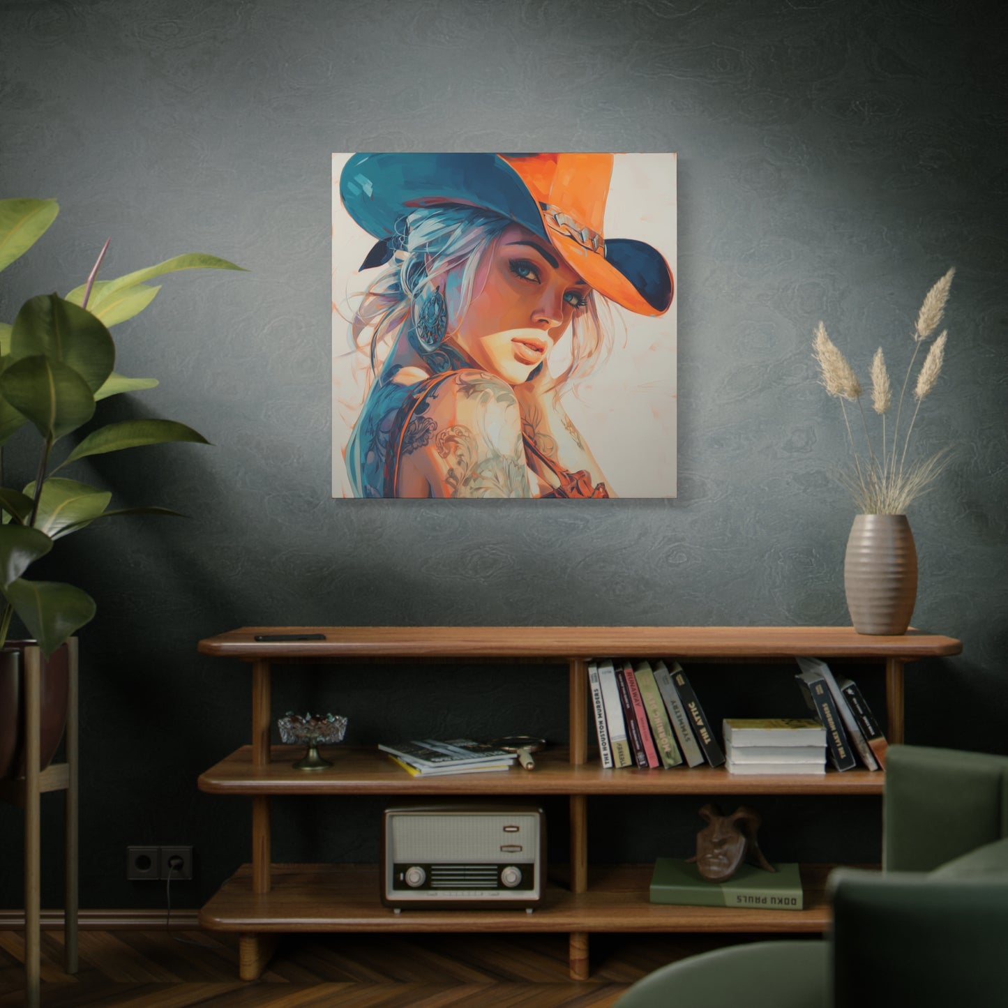 Gallery Wrapped Canvas, Wranglers and Wreckage Art Canvas, Erotic Pinup Art Canvas – Cheyenne