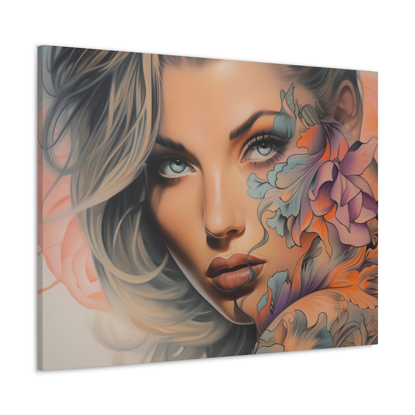 Gallery Wrapped Canvas, Edgy Tattooed Beauty, Urban Pop Art Canvas – Bella