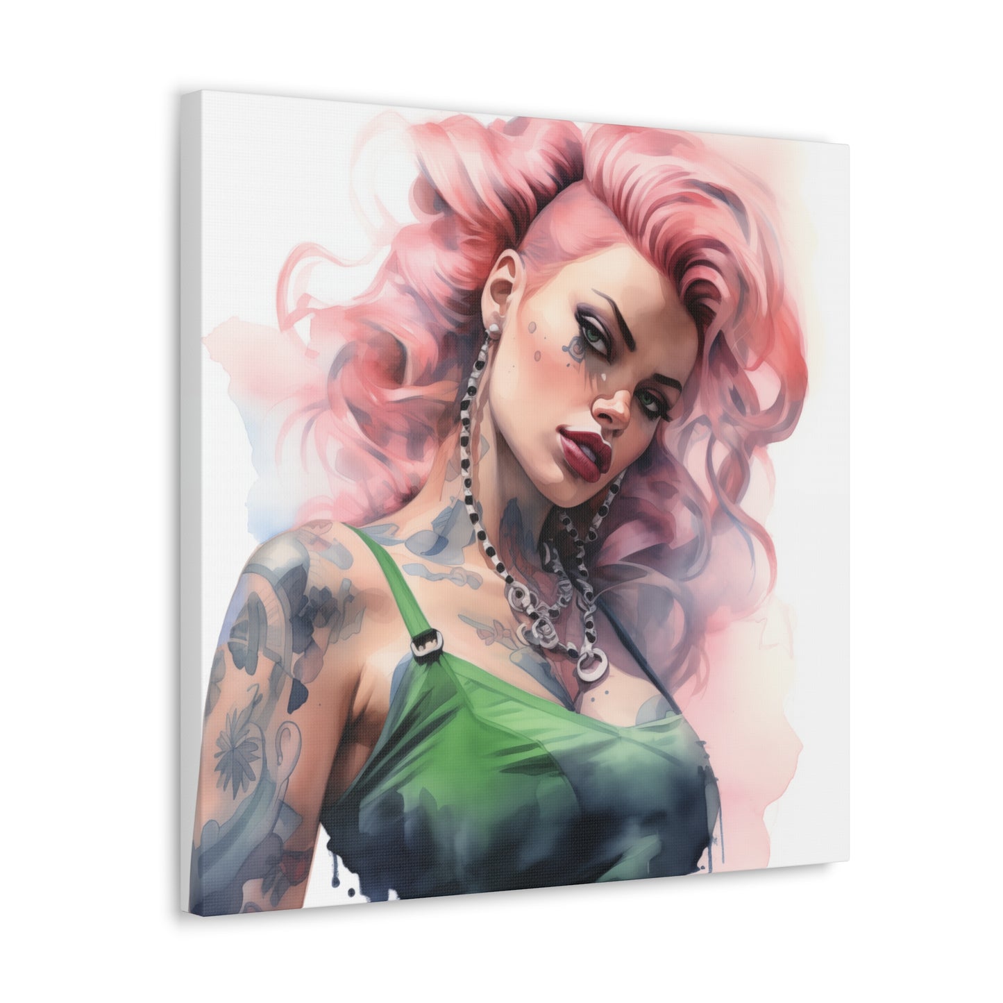 Gallery Wrapped Canvas, Edgy Tattooed Beauty, Urban Pop Art Canvas – Colette