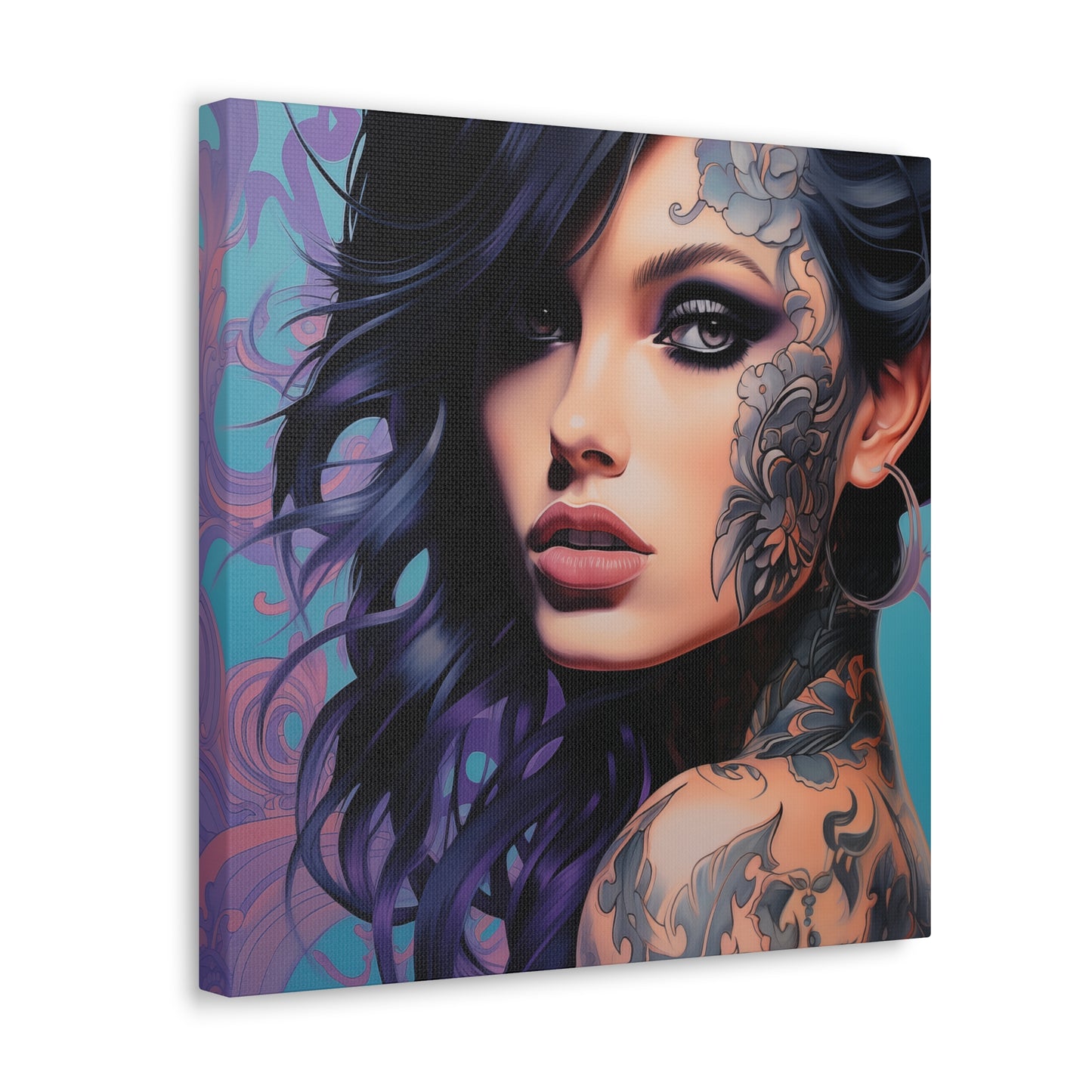 Gallery Wrapped Canvas, Edgy Tattooed Beauty, Urban Pop Art Canvas – Dominique