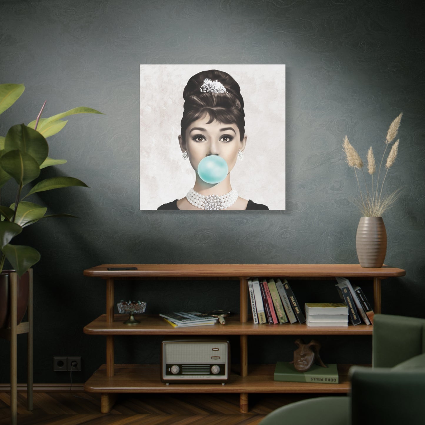 Gallery Wrapped Canvas, Audrey Hepburn Art Canvas, Celebrity Diva Art Canvas – Audrey Hepburn Bubblegum