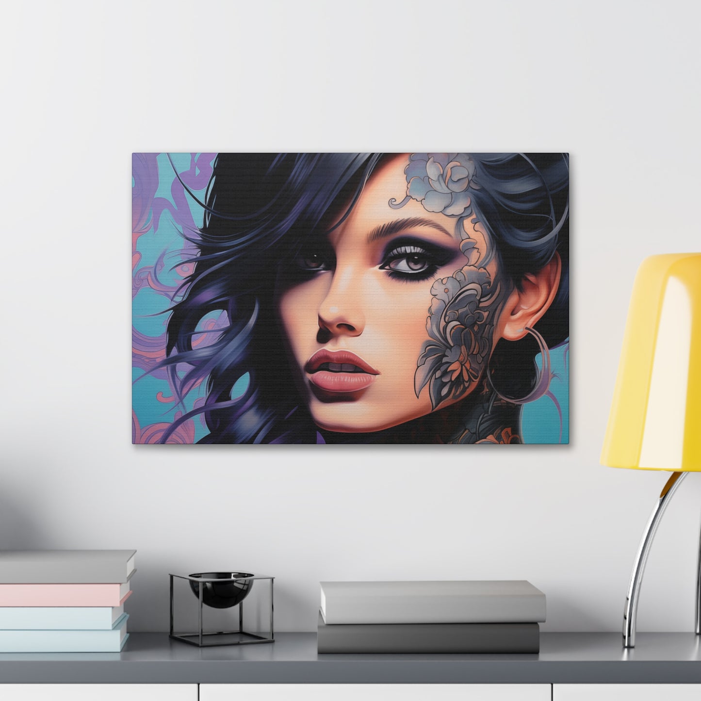 Gallery Wrapped Canvas, Edgy Tattooed Beauty, Urban Pop Art Canvas – Dominique
