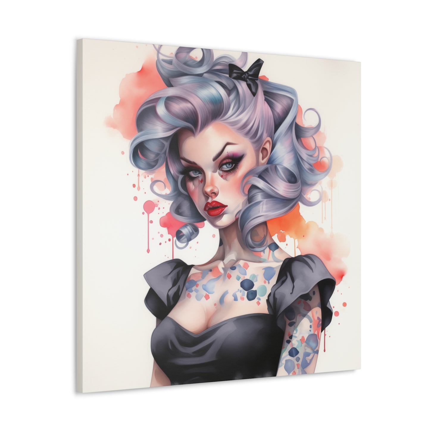 Gallery Wrapped Canvas, Edgy Tattooed Beauty, Urban Pop Art Canvas – Noelle
