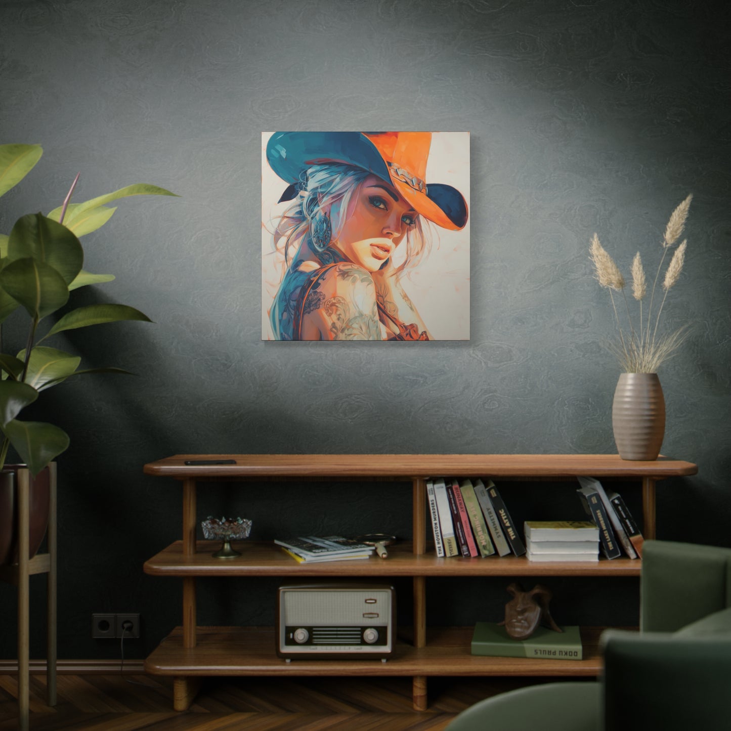 Gallery Wrapped Canvas, Wranglers and Wreckage Art Canvas, Erotic Pinup Art Canvas – Cheyenne