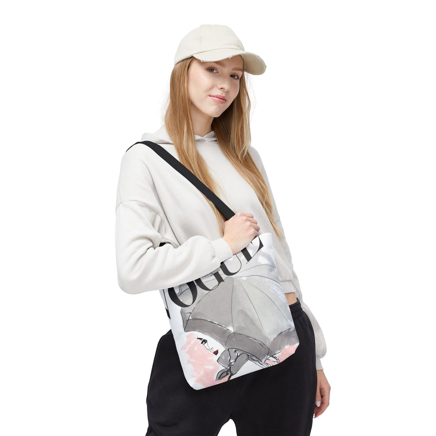 VOGUE Pink Umbrella Tote Bag - Fashion Canvas Tote Bag - Designer Inspired Tote