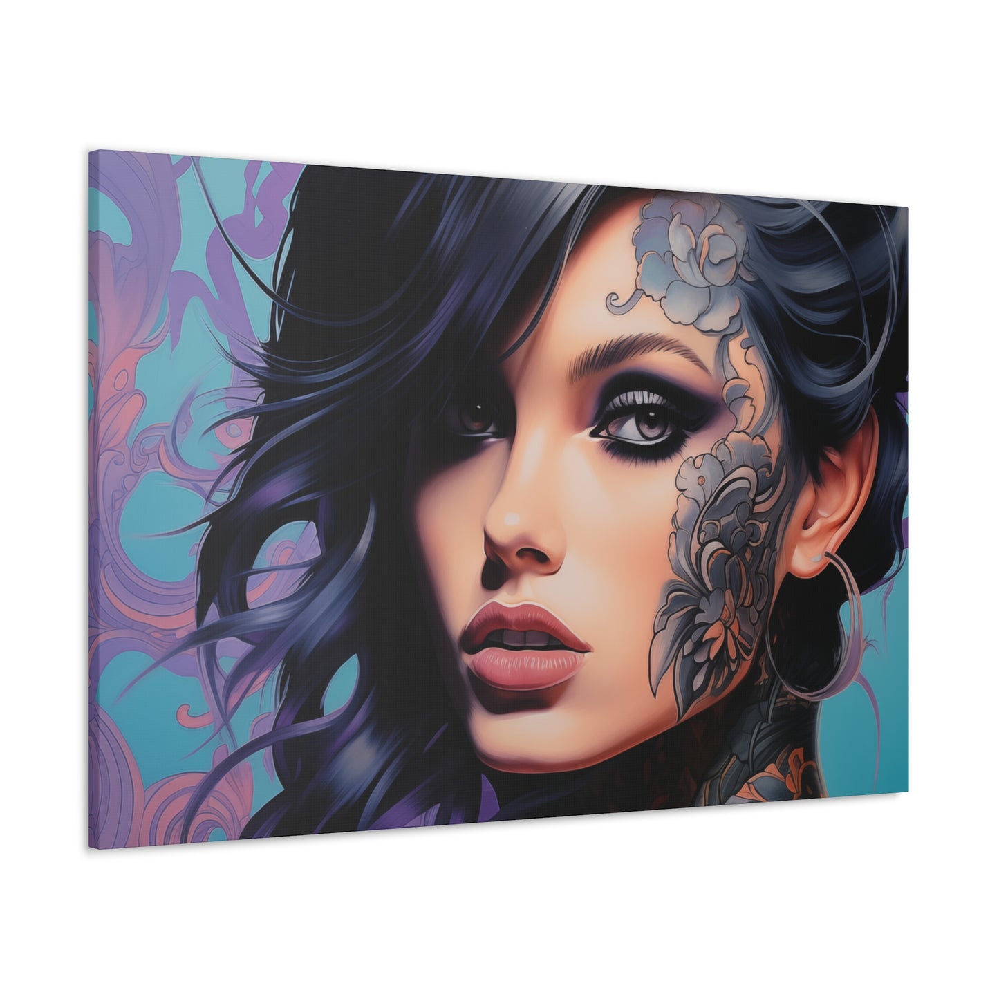 Gallery Wrapped Canvas, Edgy Tattooed Beauty, Urban Pop Art Canvas – Dominique