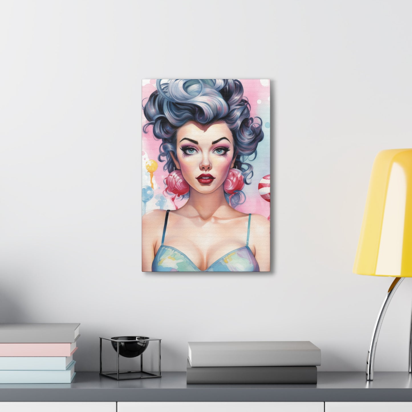 Canvas Gallery Wrapped High-Fashion Wall Art, Stylish Decor, Retro Femme Doll Pop Art – Poppy