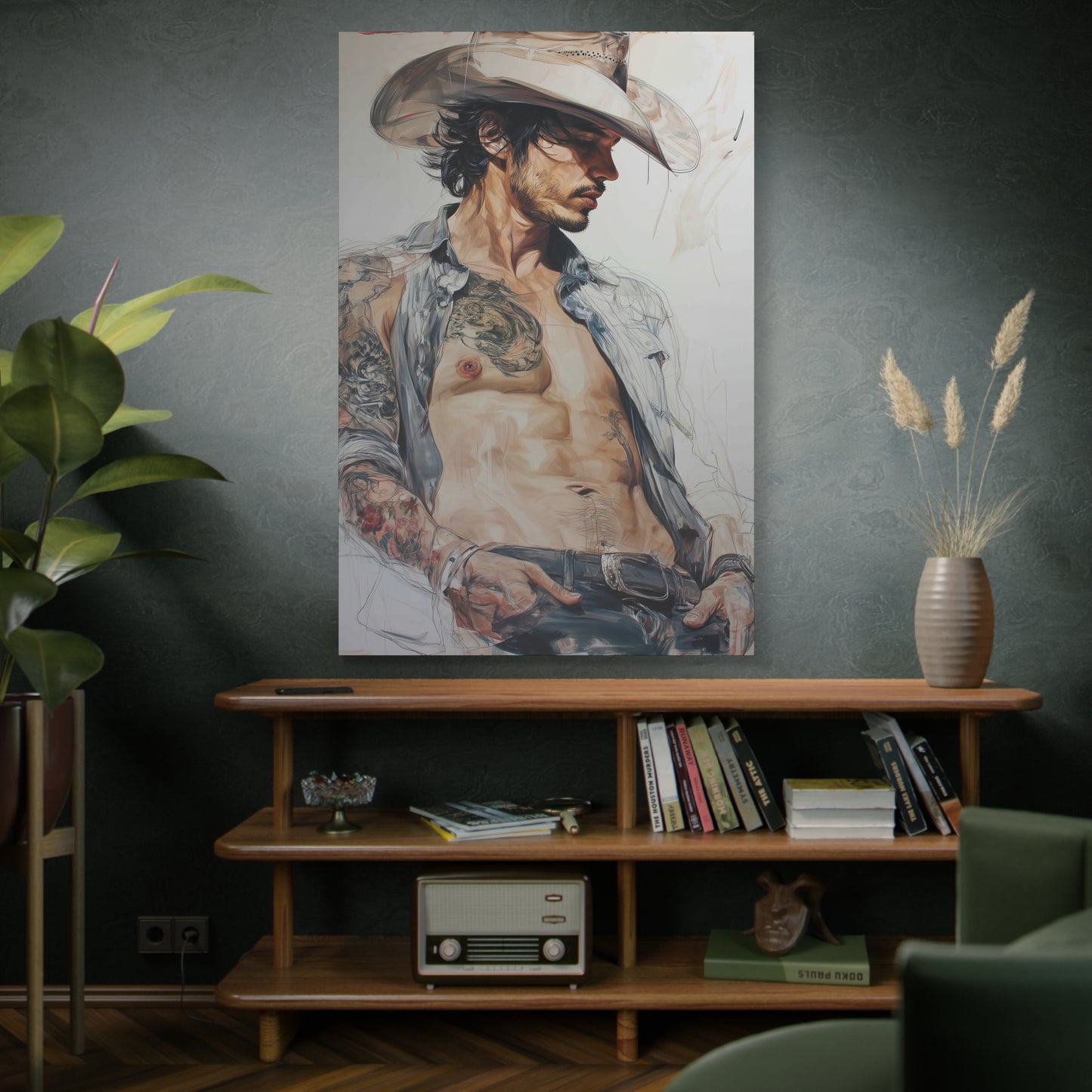 Gallery Wrapped Canvas, Wranglers and Wreckage Art Canvas, Erotic Pinup Art Canvas – Sawyer