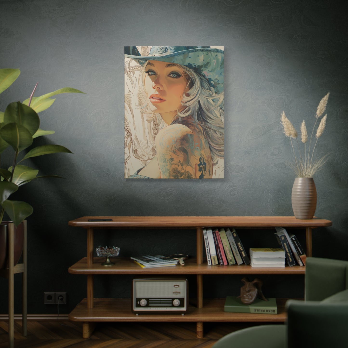 Gallery Wrapped Canvas, Wranglers and Wreckage Art Canvas, Erotic Pinup Art Canvas – Willa