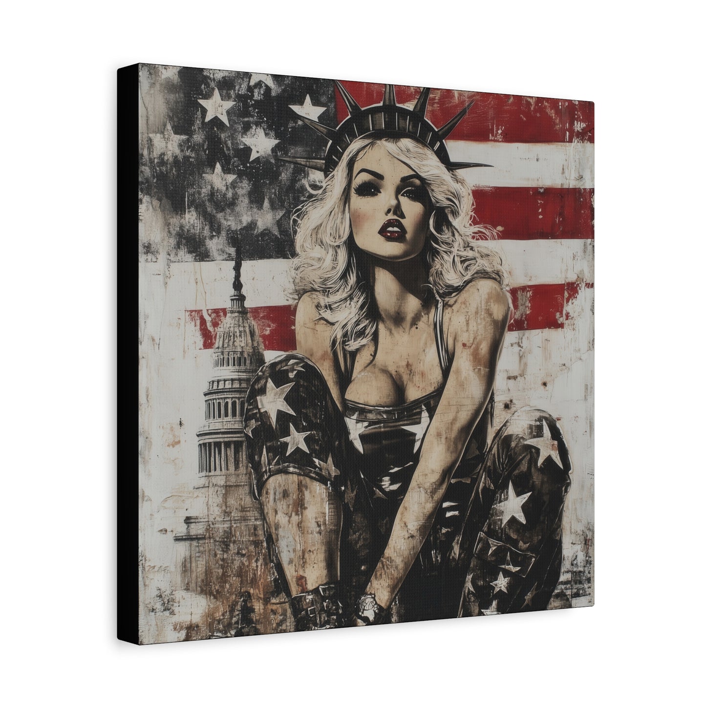 Gallery Wrapped Canvas, American Nonsense Art Canvas, Political Pinup Art Canvas – Kimberly