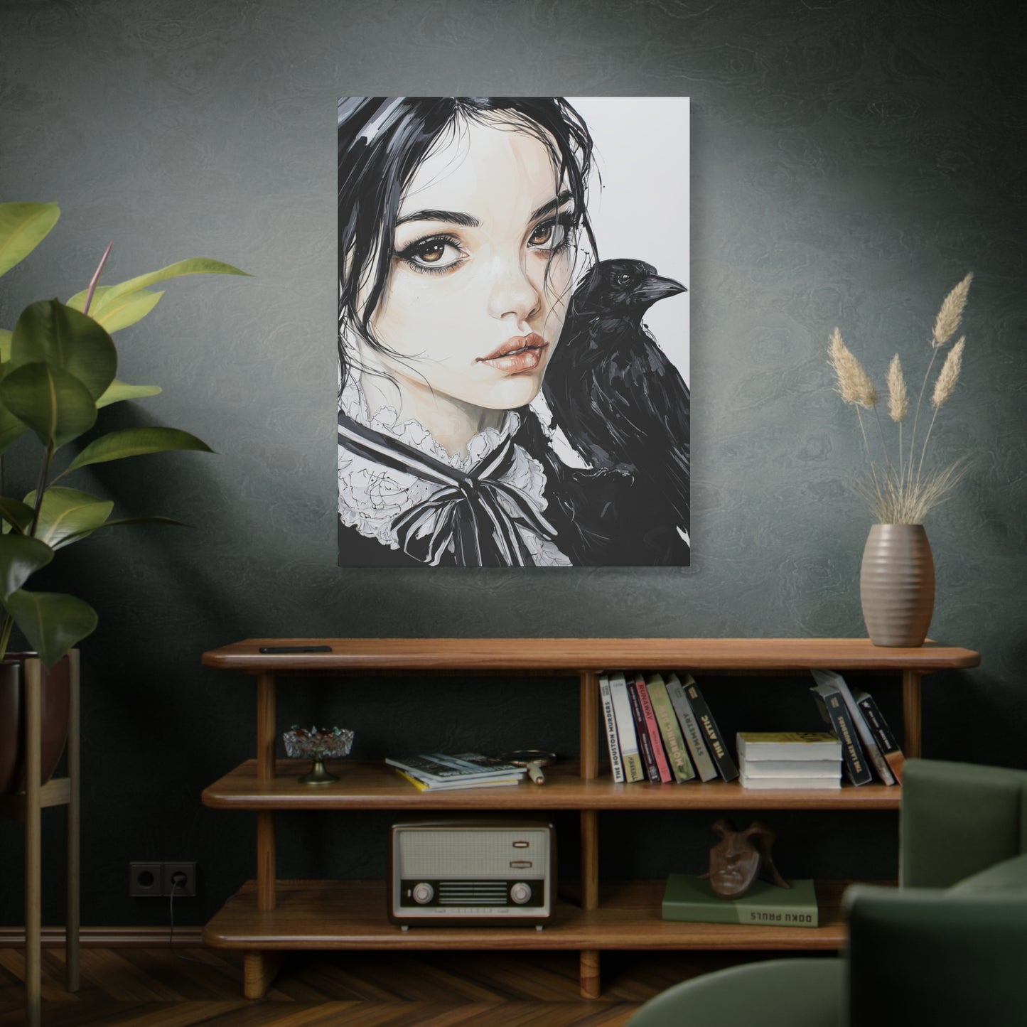 Gallery Wrapped Canvas, Myth and Bones Gothic Art Canvas, Dark Muse Canvas - Elowen