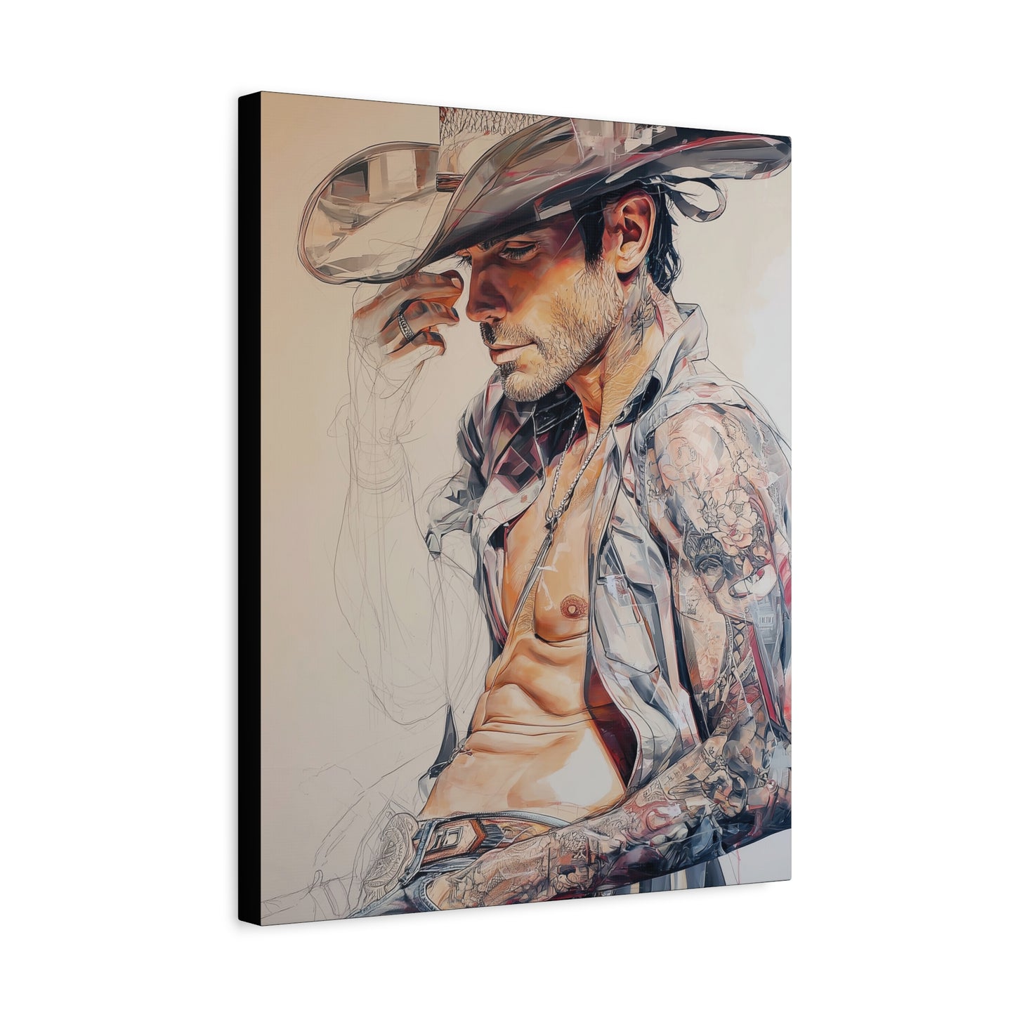 Gallery Wrapped Canvas, Wranglers and Wreckage Art Canvas, Erotic Pinup Art Canvas – Huck