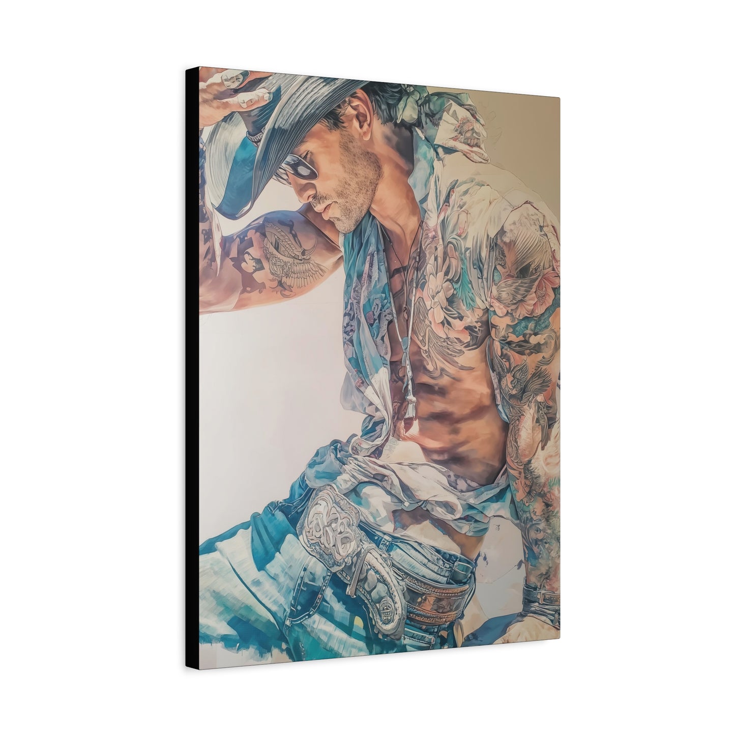 Gallery Wrapped Canvas, Wranglers and Wreckage Art Canvas, Erotic Pinup Art Canvas – Beau
