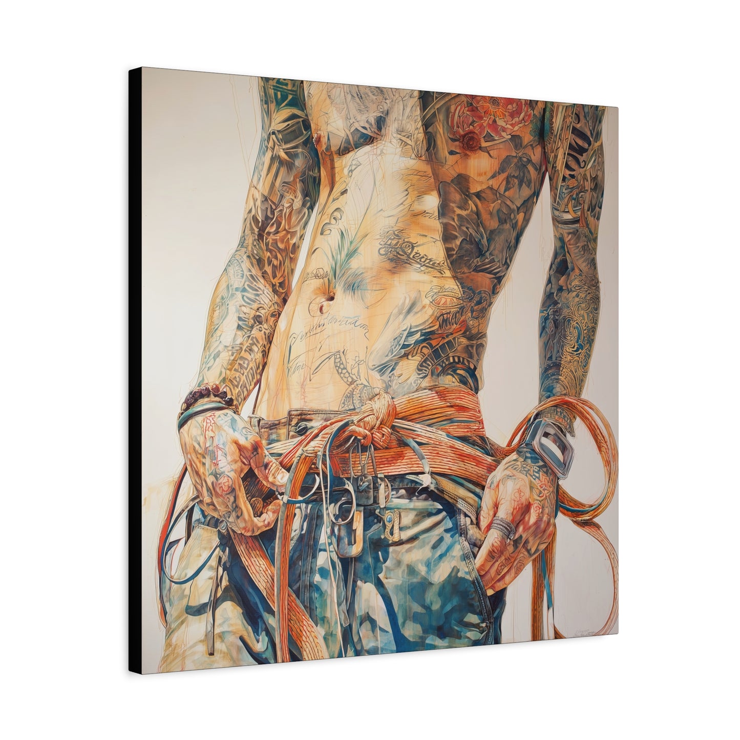 Gallery Wrapped Canvas, Ropes and Reverence Art Canvas, Erotic Shibari Art Canvas – Leif