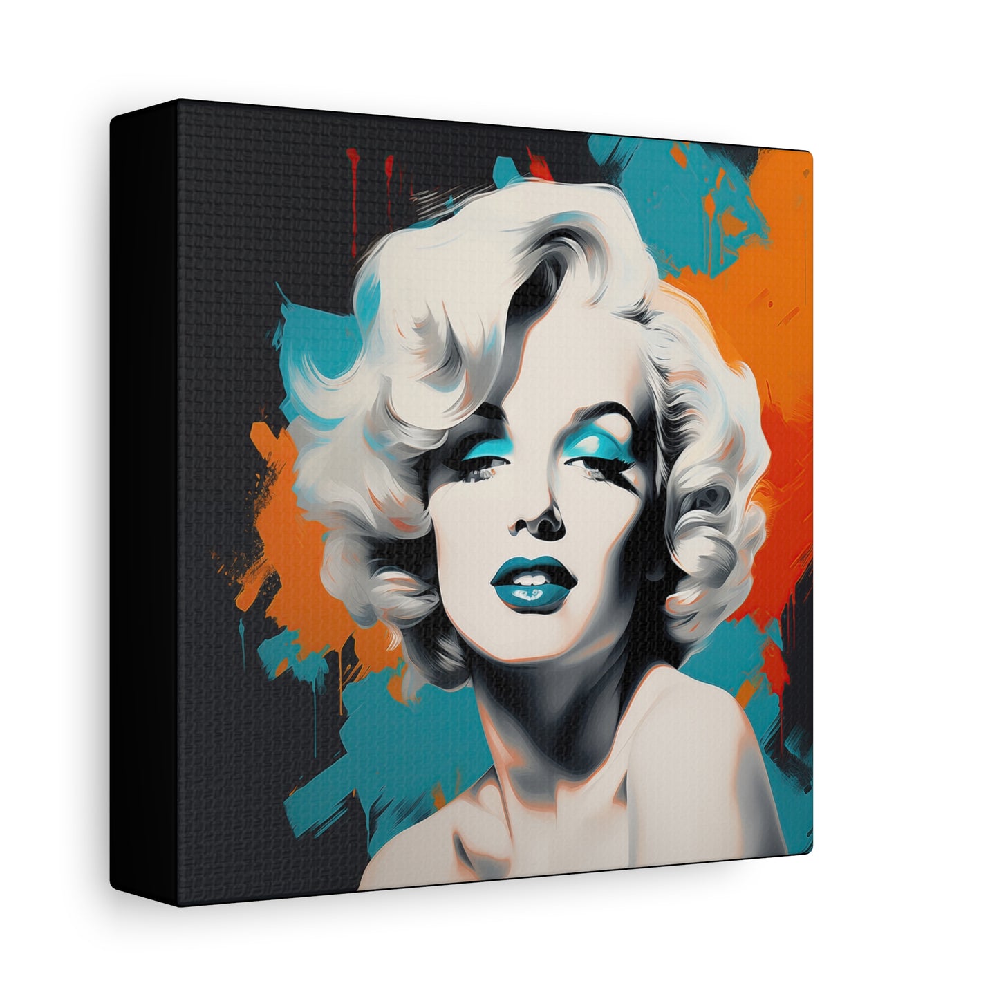 Canvas Wall Art, Gallery Wrapped Pop Art, Celebrity Wall Art – Marilyn Monroe - Orange and Teal