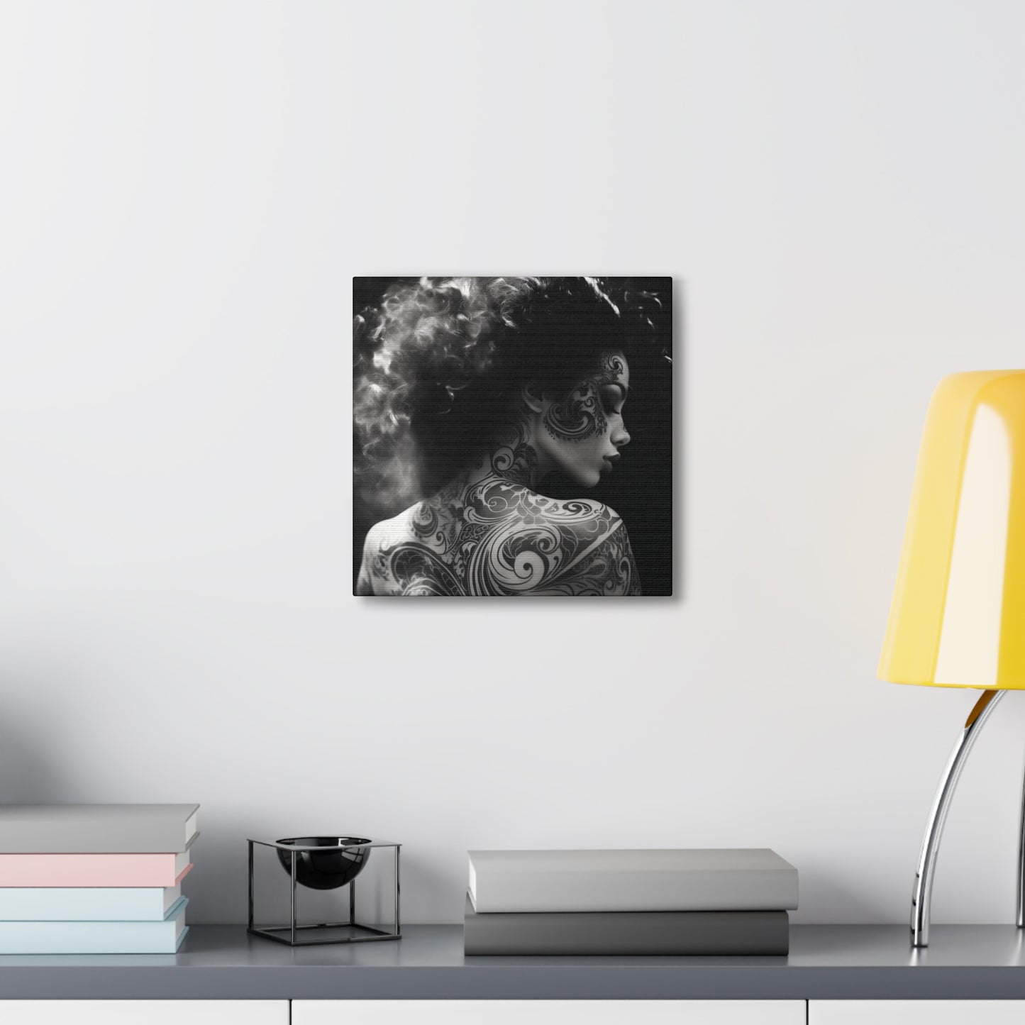 Canvas Gallery Wrap - Black and White Photography - Tattooed and Smoking Again
