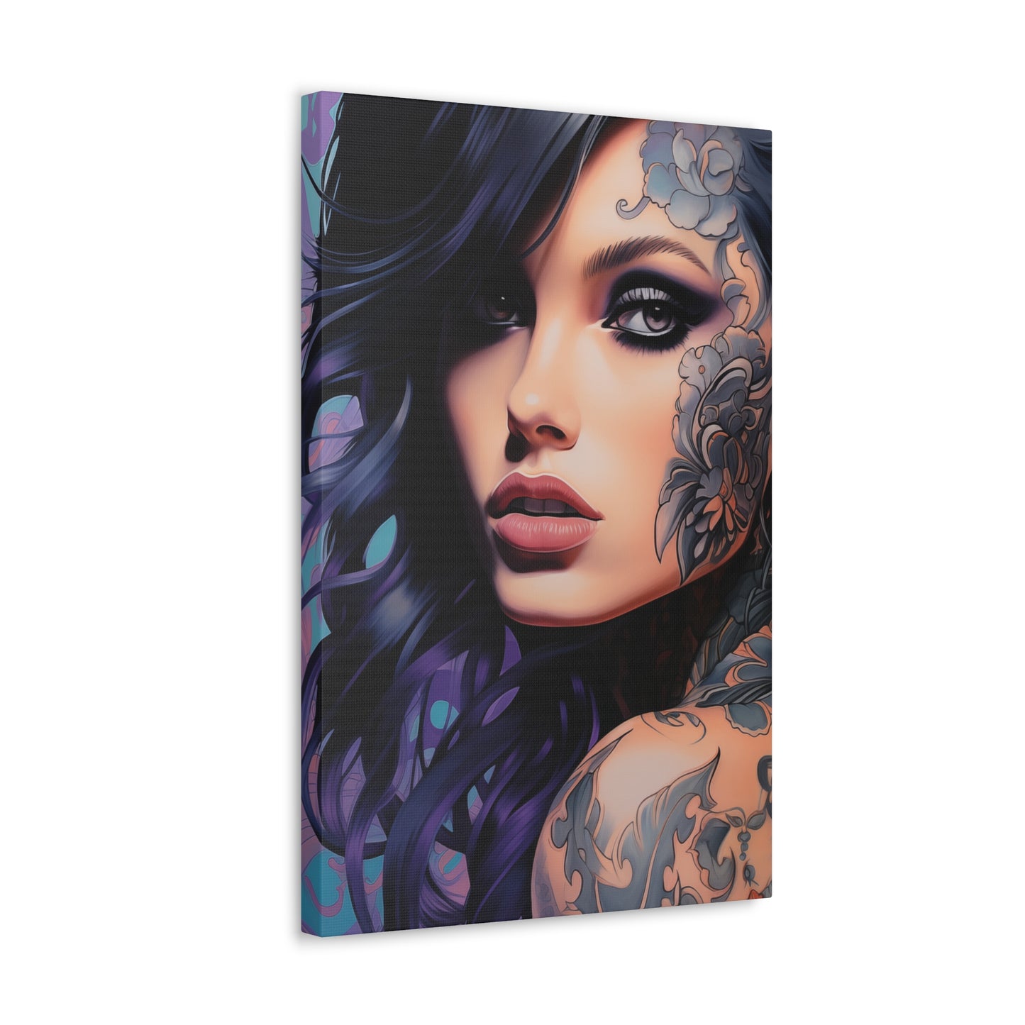 Gallery Wrapped Canvas, Edgy Tattooed Beauty, Urban Pop Art Canvas – Dominique