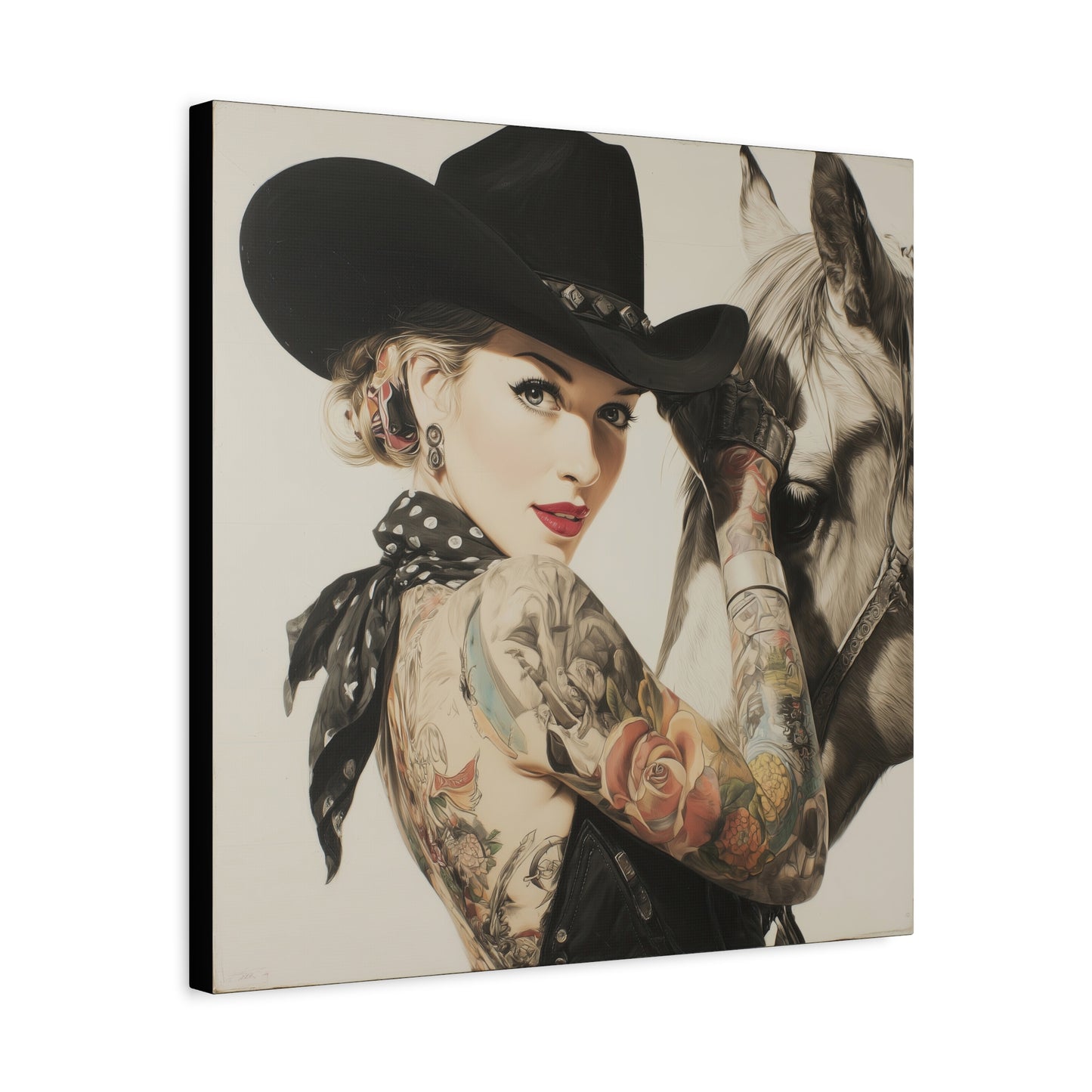Gallery Wrapped Canvas, Wranglers and Wreckage Art Canvas, Erotic Pinup Art Canvas – Dottie