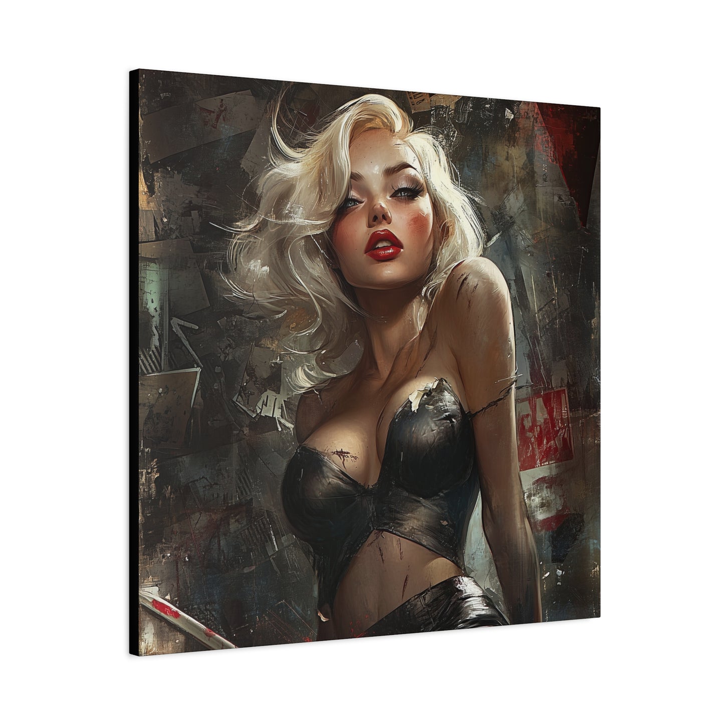 Gallery Wrapped Canvas, Guilt and Grit Adult Art Canvas, Erotic Pinup Art Canvas – Noelle