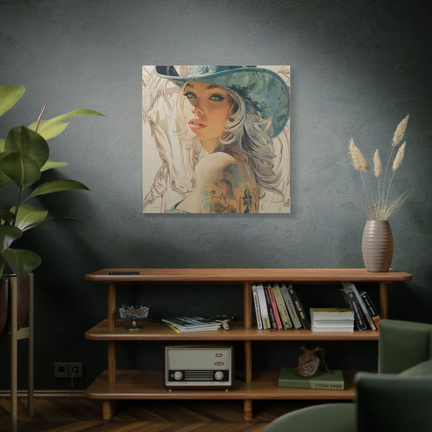 Gallery Wrapped Canvas, Wranglers and Wreckage Art Canvas, Erotic Pinup Art Canvas – Willa