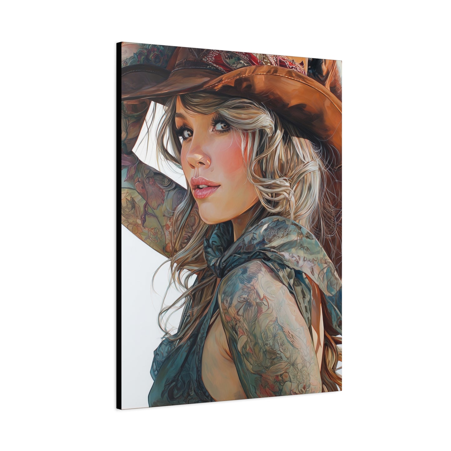 Gallery Wrapped Canvas, Wranglers and Wreckage Art Canvas, Erotic Pinup Art Canvas – Millie